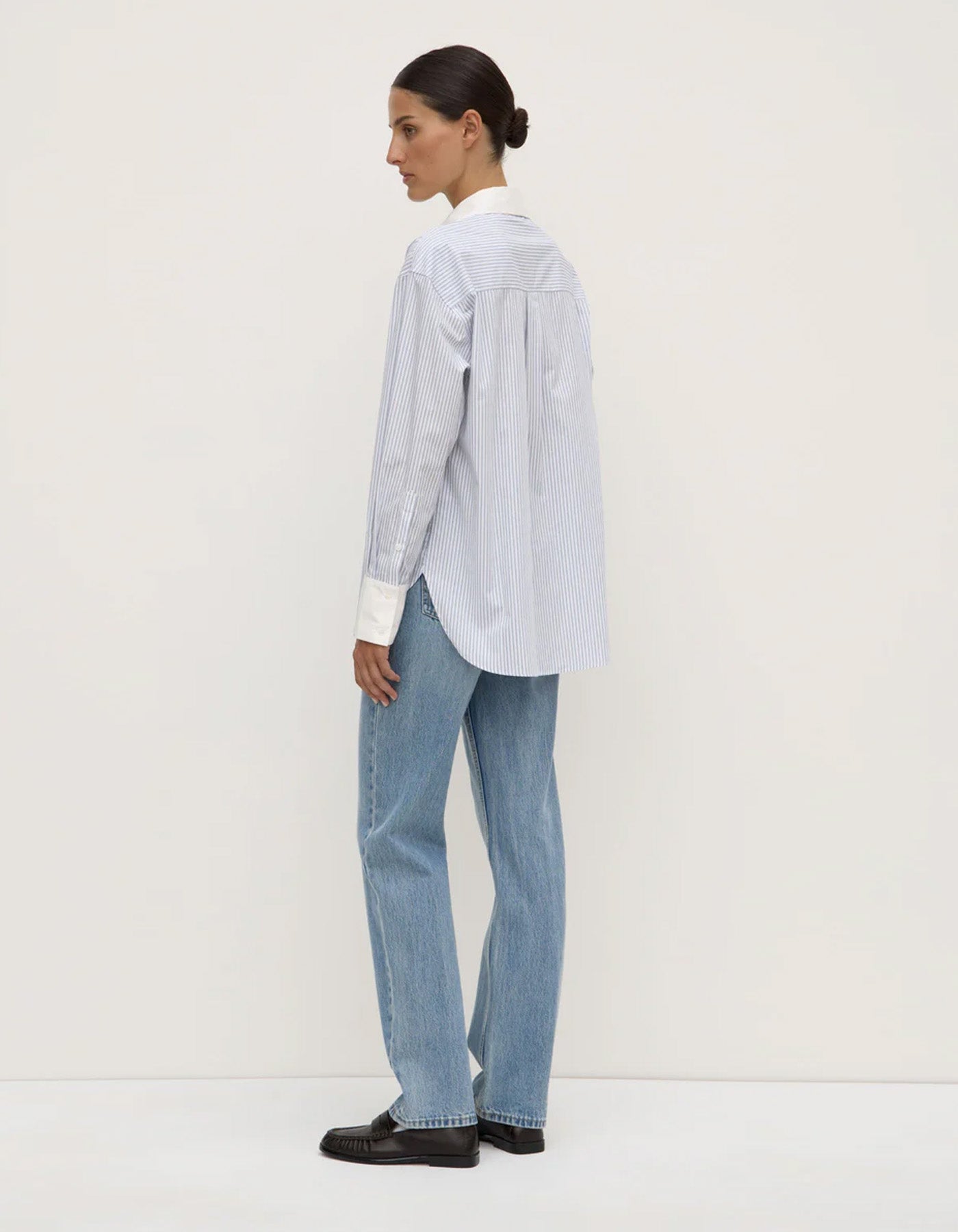 Assembly Label Alec Poplin Stripe Long Sleeve Shirt Blue/White Stripe