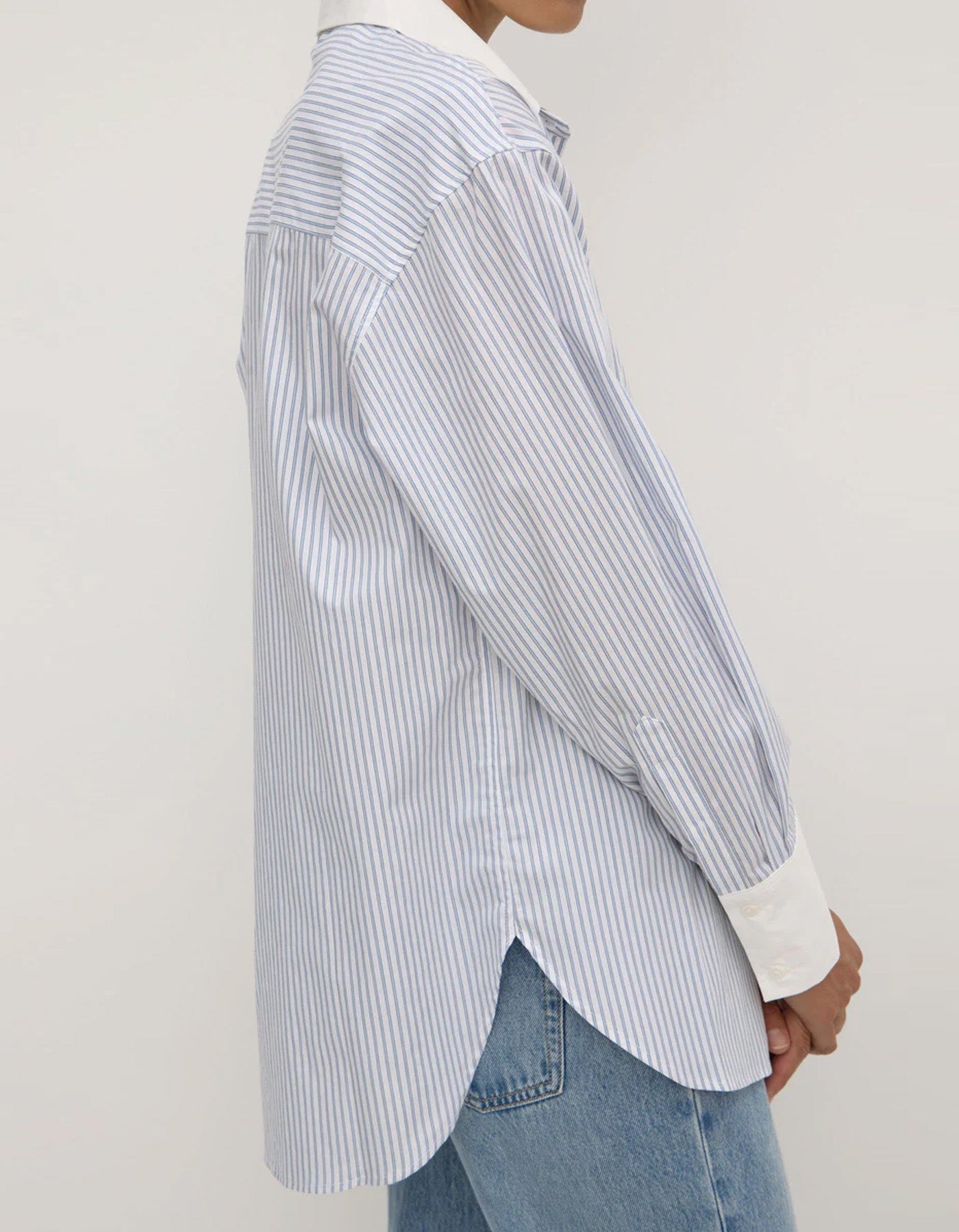 Assembly Label Alec Poplin Stripe Long Sleeve Shirt Blue/White Stripe