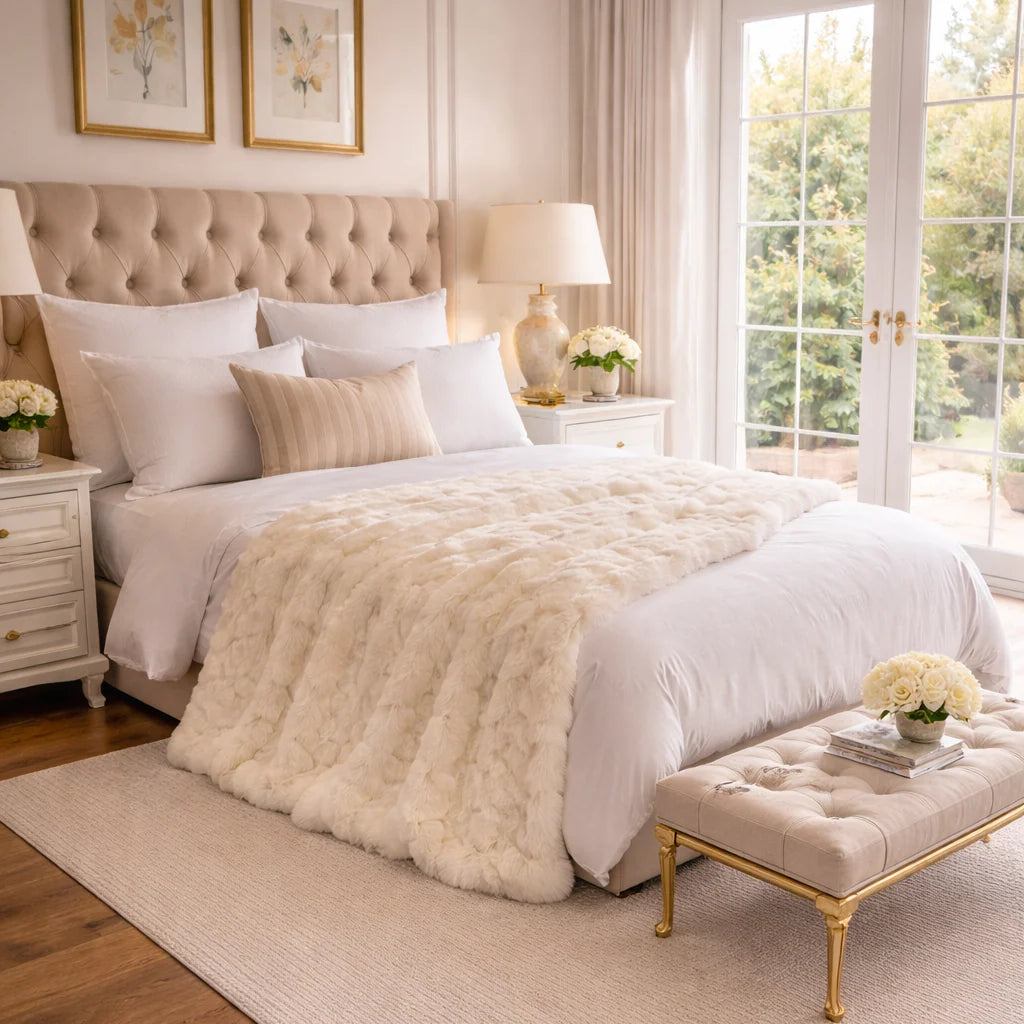 Amanda Alexander Hamptons Fur Throw Ivory