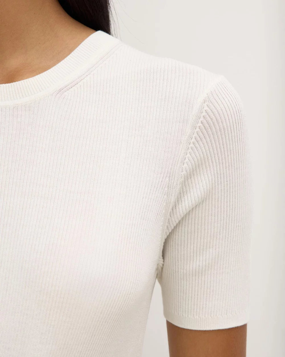 Assembly Label Amira Knit Short Sleeve Tee Antique White