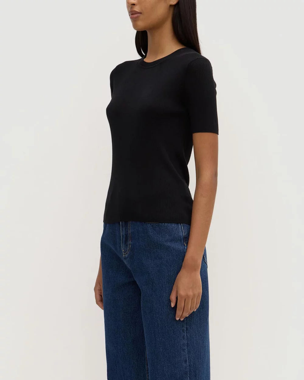 Assembly Label Amira Knit Short Sleeve Tee Black