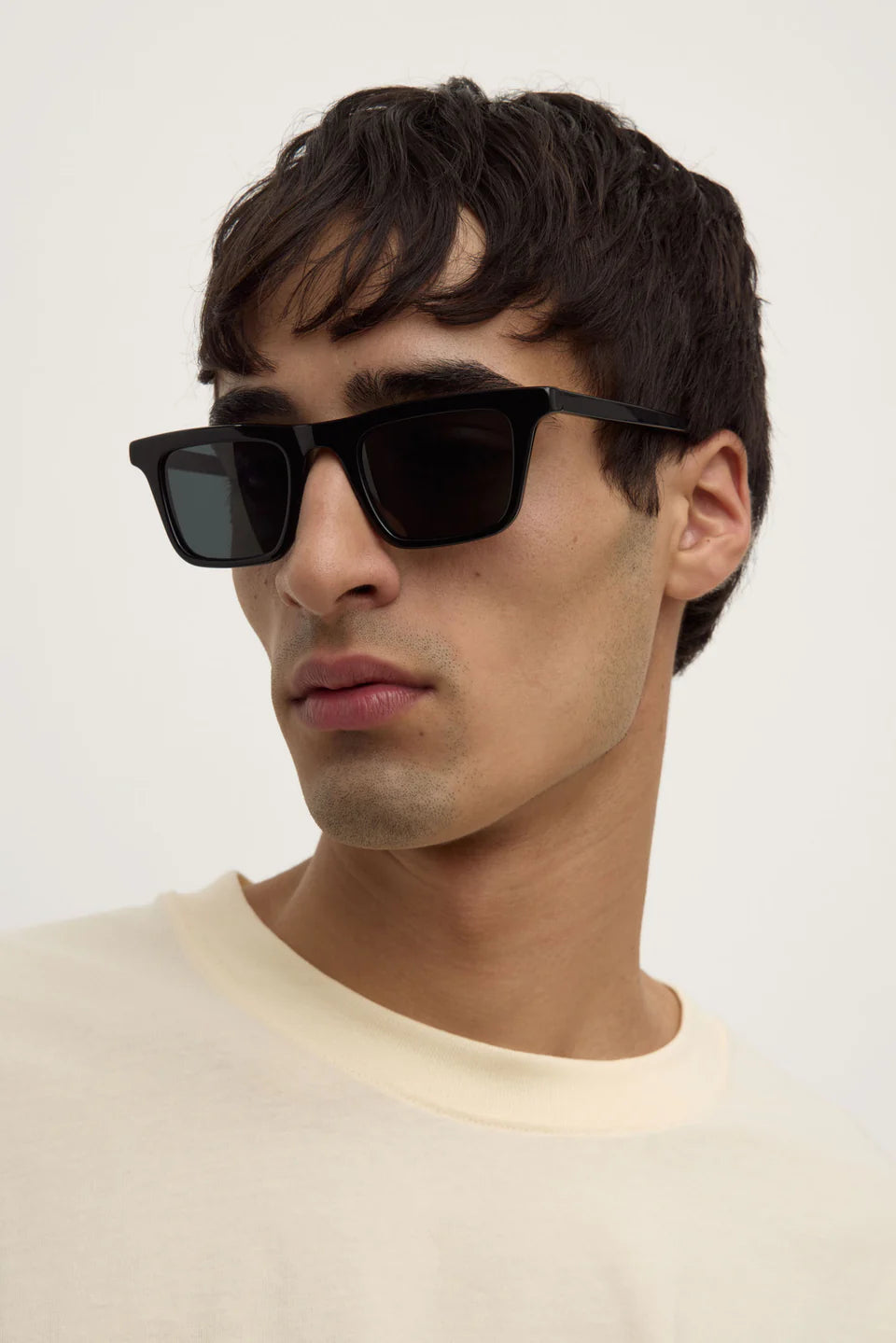 Assembly Label Angular D-Frame Black Sunglasses