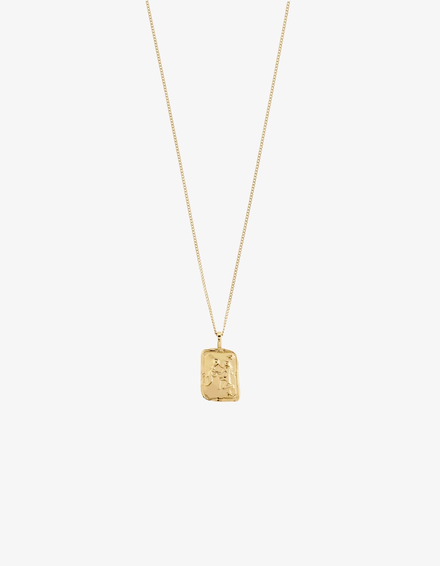 Pilgrim Rectangle Recycled Zodiac Sign Necklace - Gold Plated