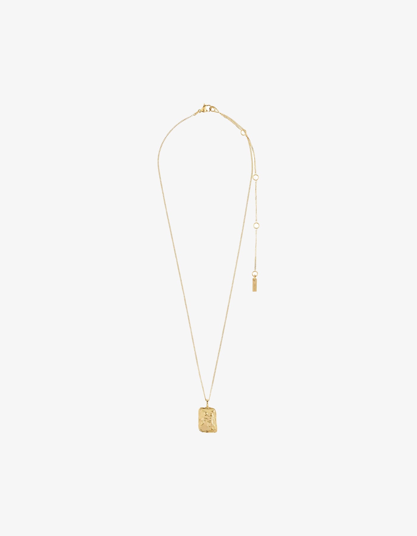 Pilgrim Rectangle Recycled Zodiac Sign Necklace - Gold Plated