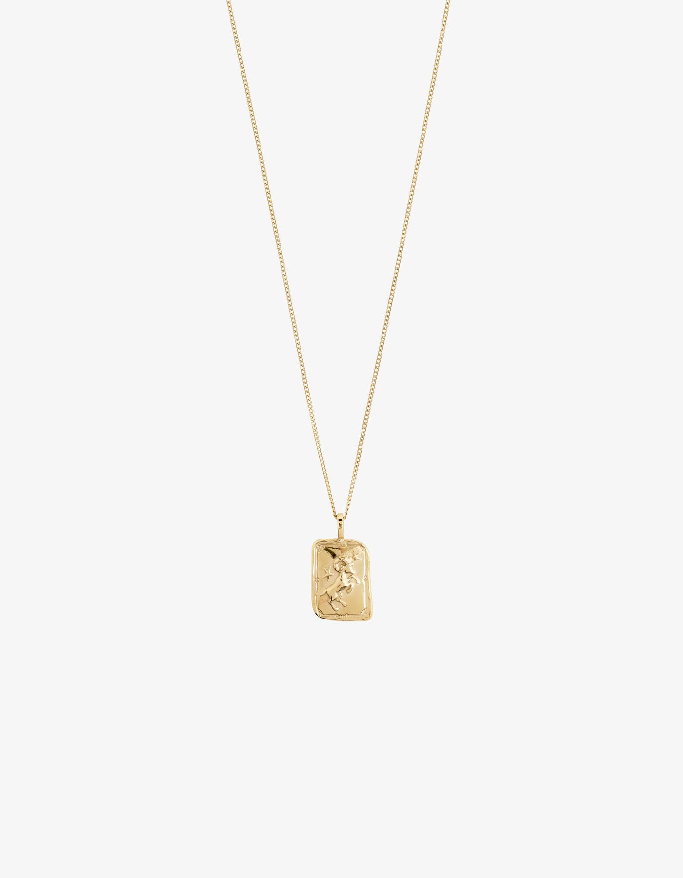 Pilgrim Rectangle Recycled Zodiac Sign Necklace - Gold Plated