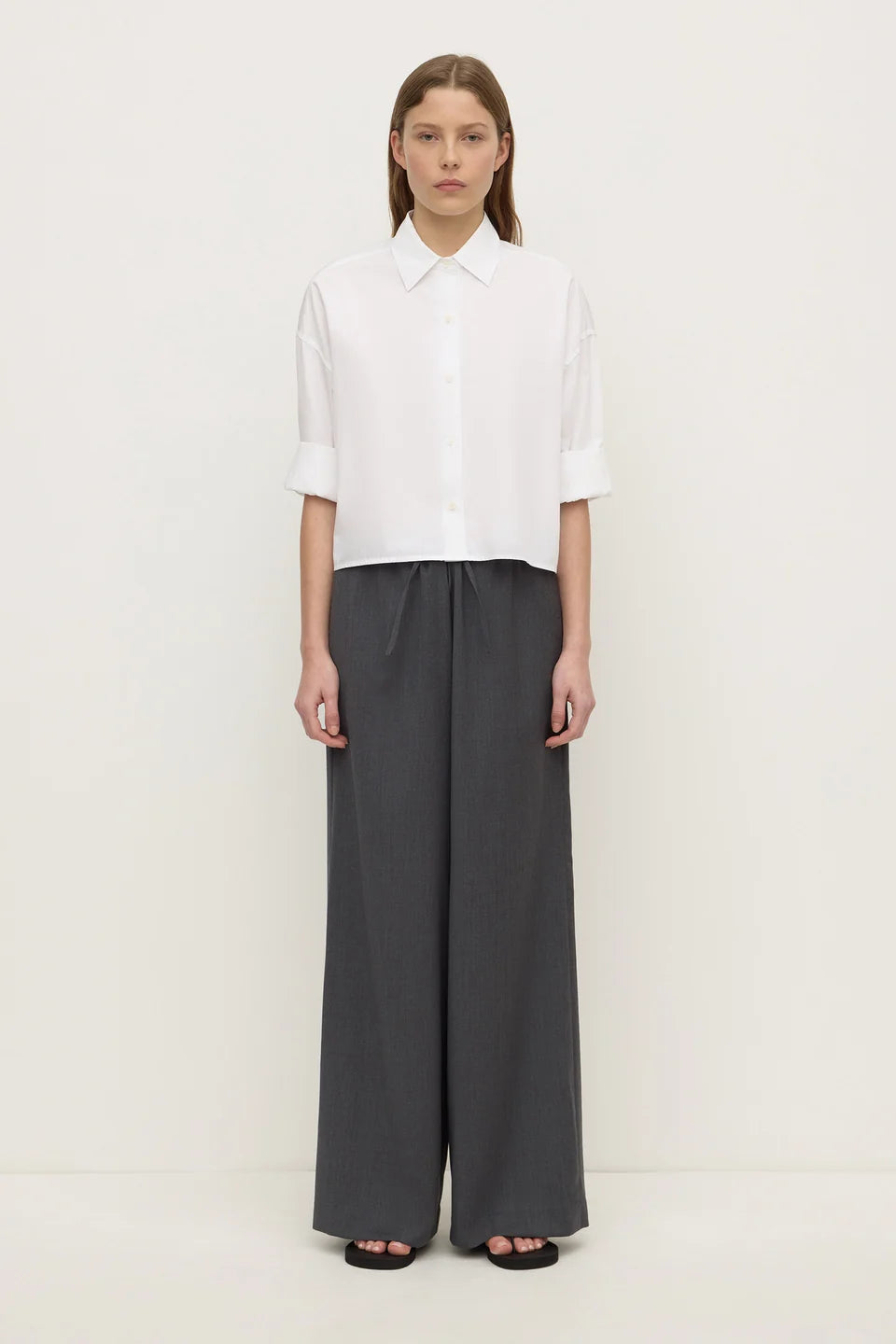 Assembly Label Aurora Cropped Cotton Poplin Shirt White