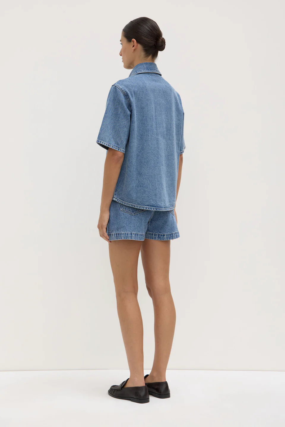 Assembly Label Boxy Denim Short Sleeve Shirt Dark Stone