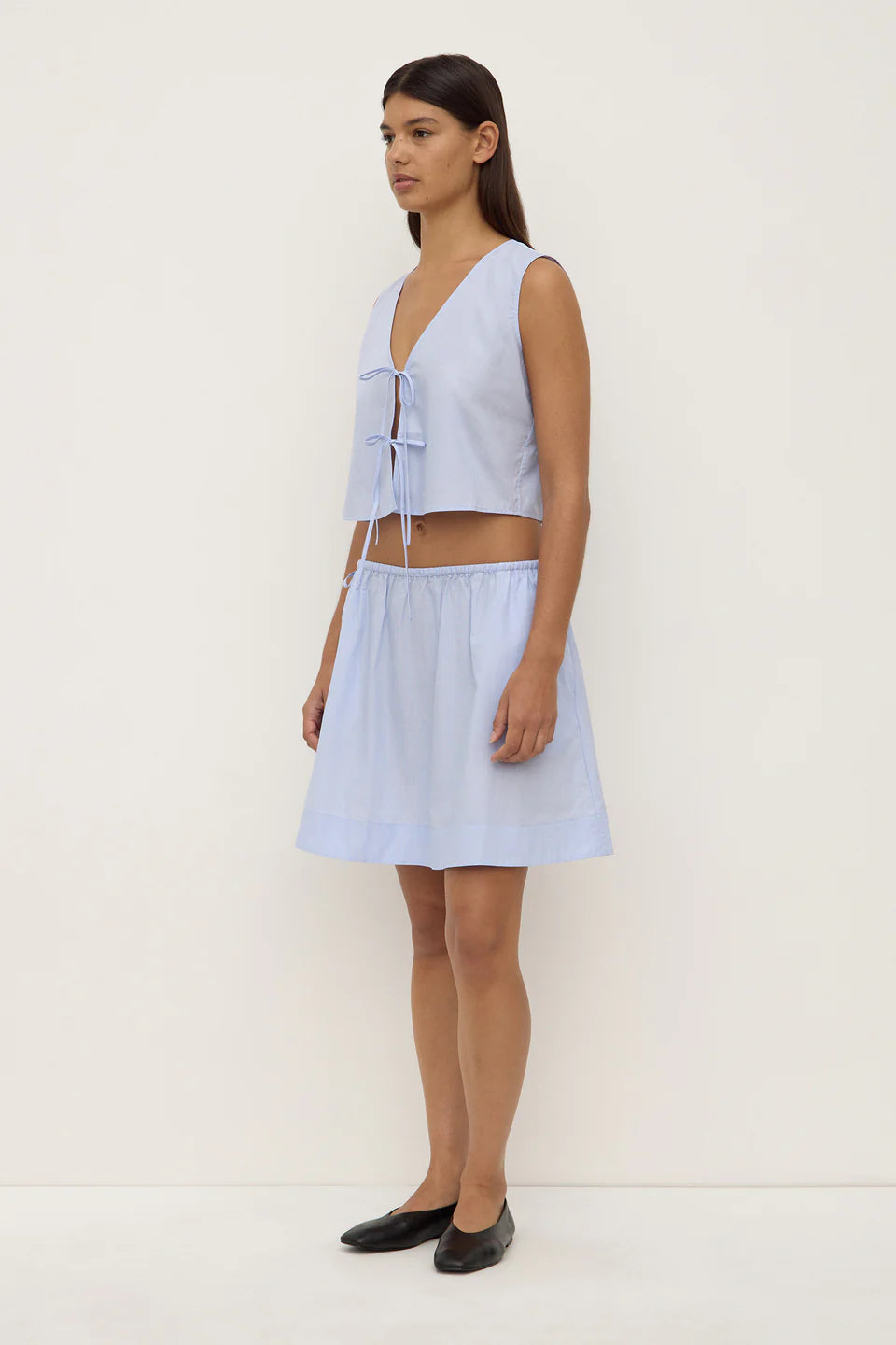 Assembly Label Havana Poplin Tie Front Blue/White Stripe