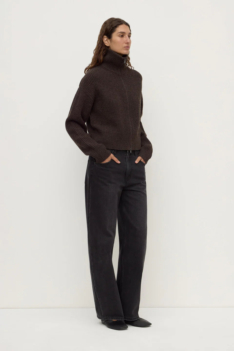 Assembly Label Kaia Wool Zip Sweater Ganache Marle