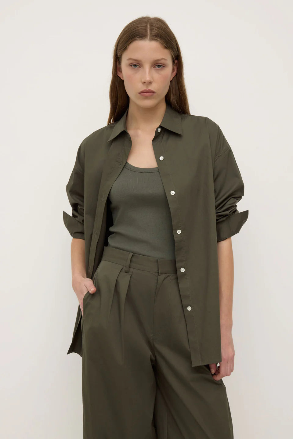 Assembly Label Marigold Poplin Long Sleeve Shirt Moss