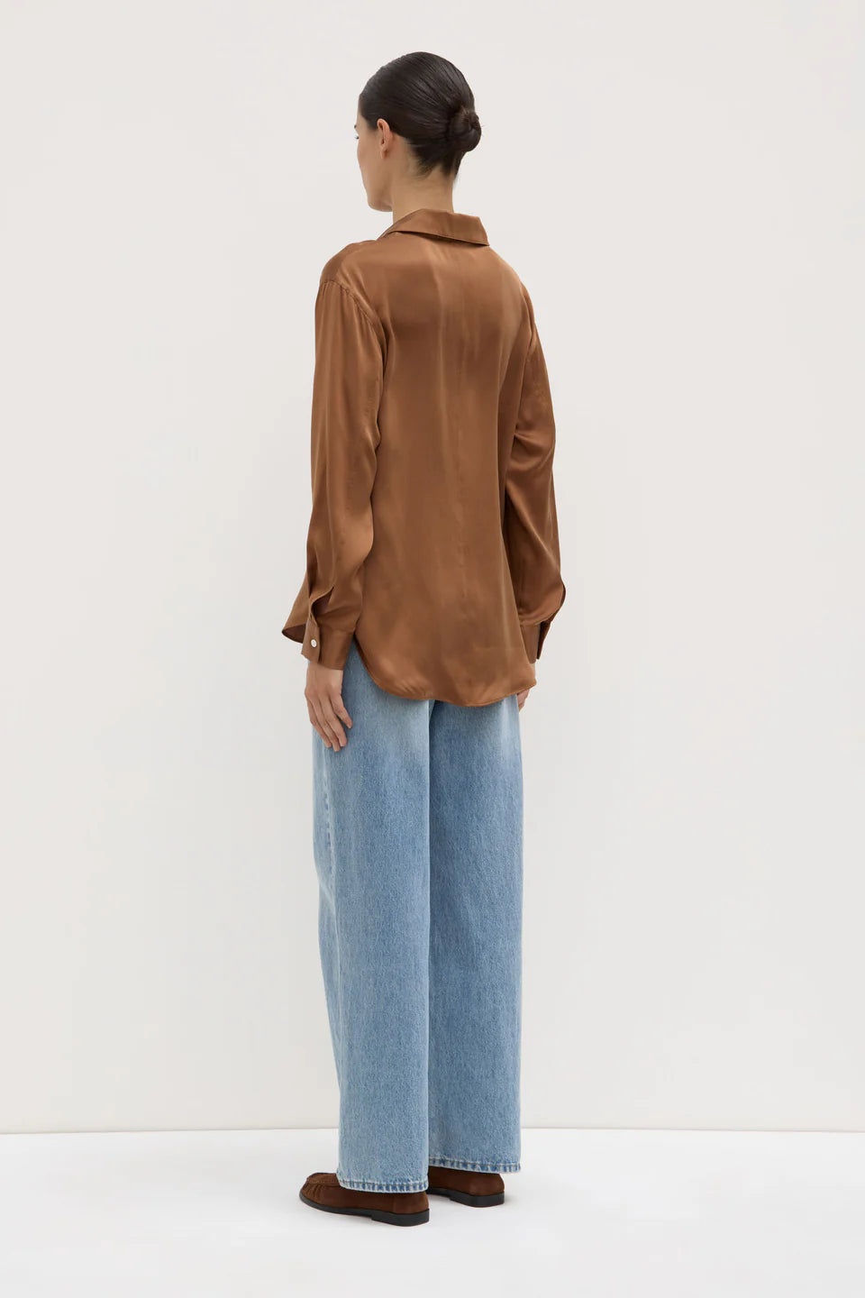 Assembly Label Pippa Silk Long Sleeve Shirt - Bronze