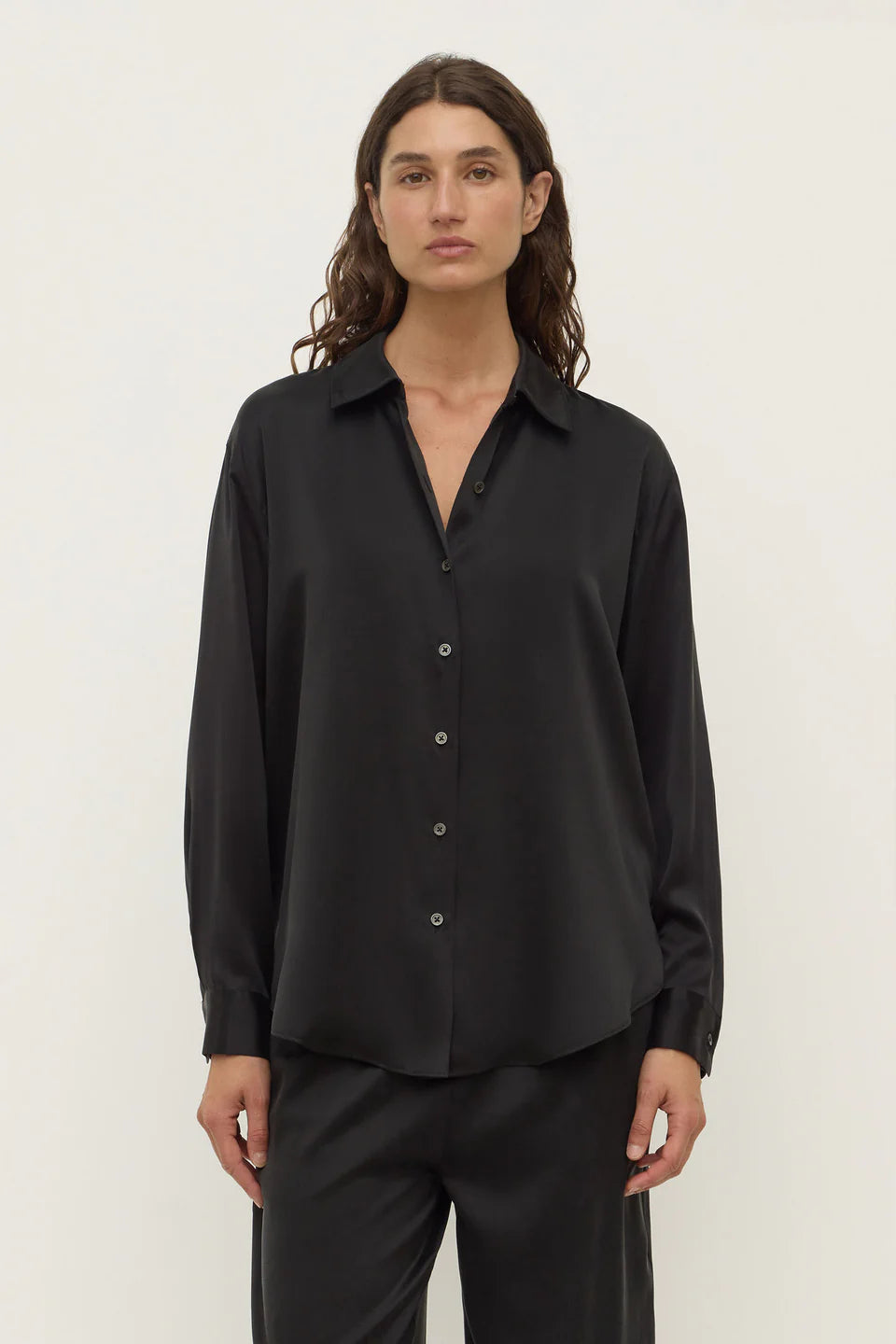 Assembly Label Pippa Silk Long Sleeve Shirt Black