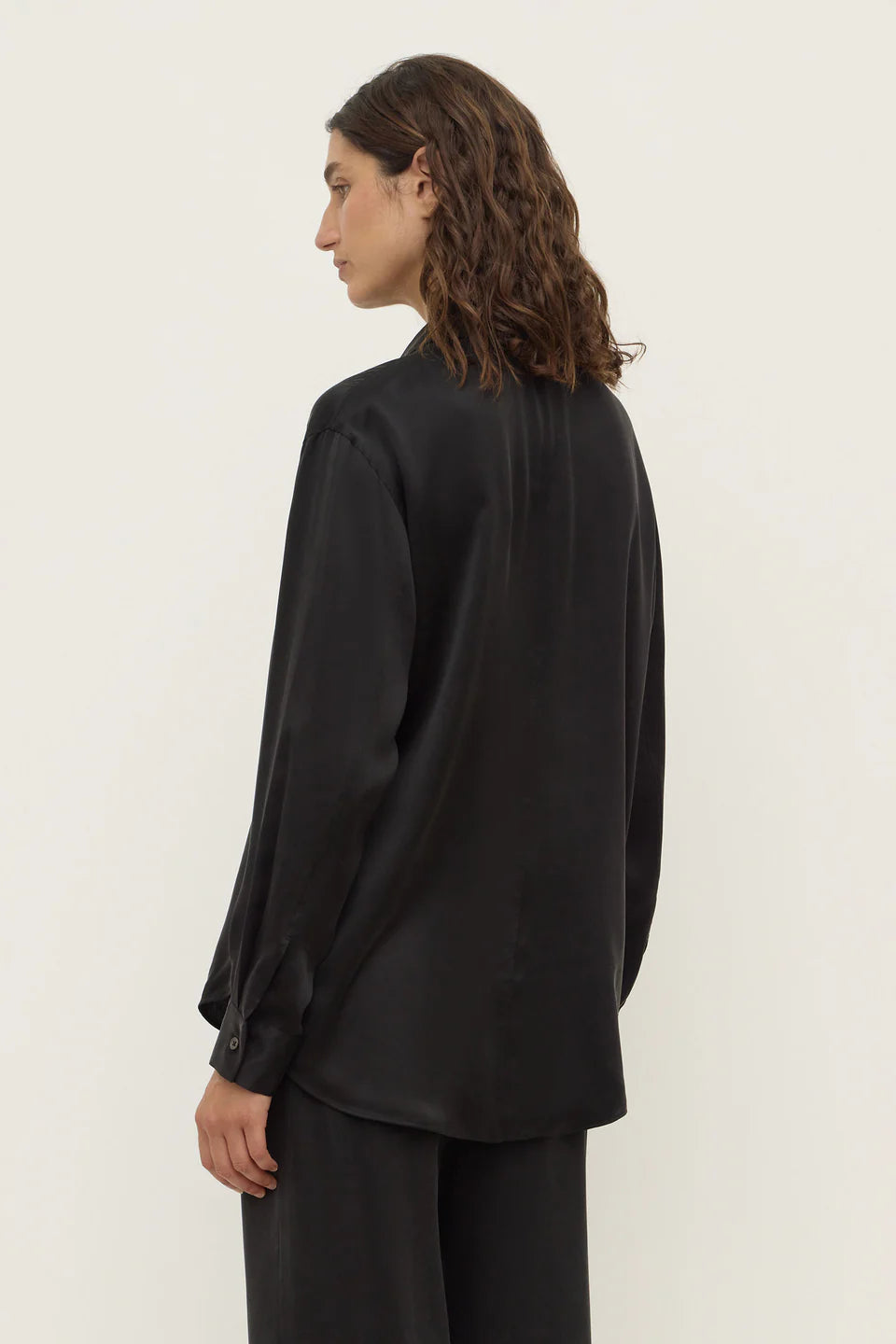 Assembly Label Pippa Silk Long Sleeve Shirt Black