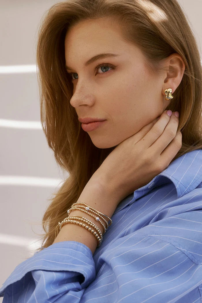 Dane Gold Bead Bracelet - Large Ball Inset