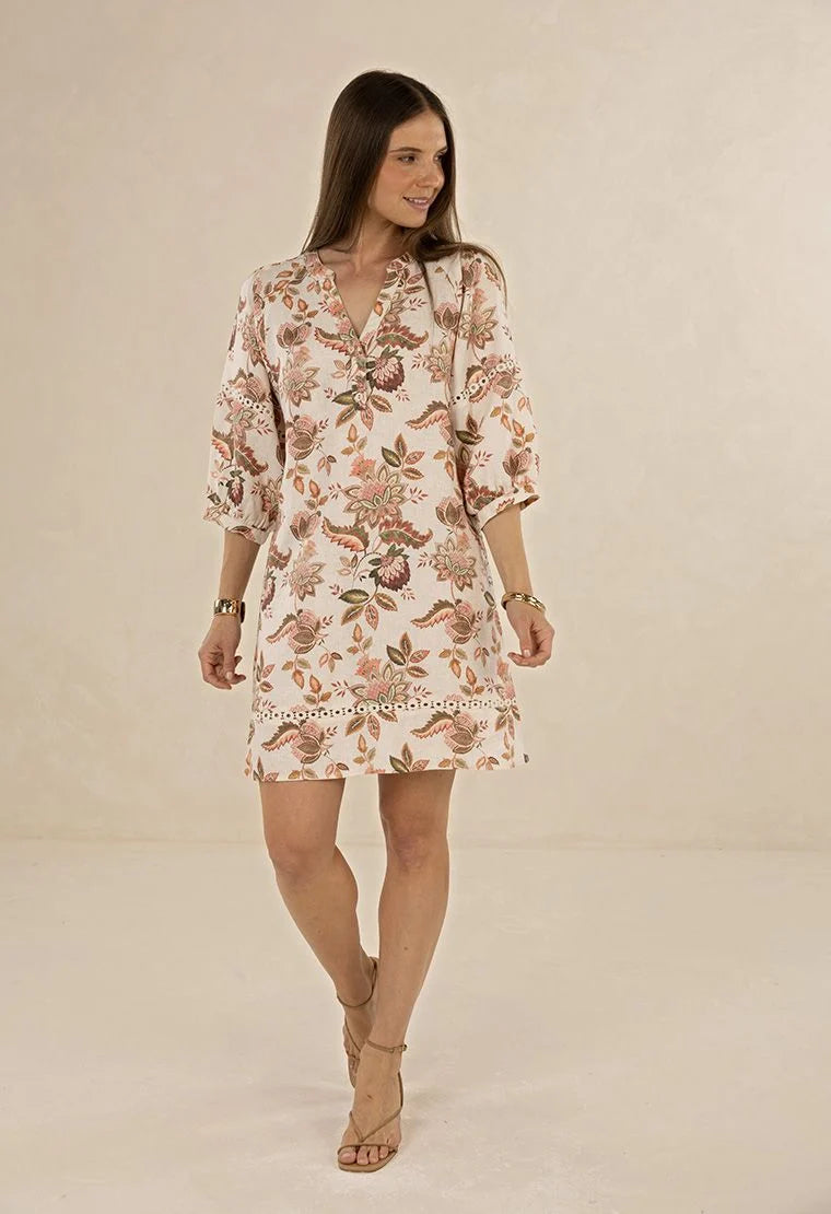 Humidity Bohemian Rose Print Shift Dress