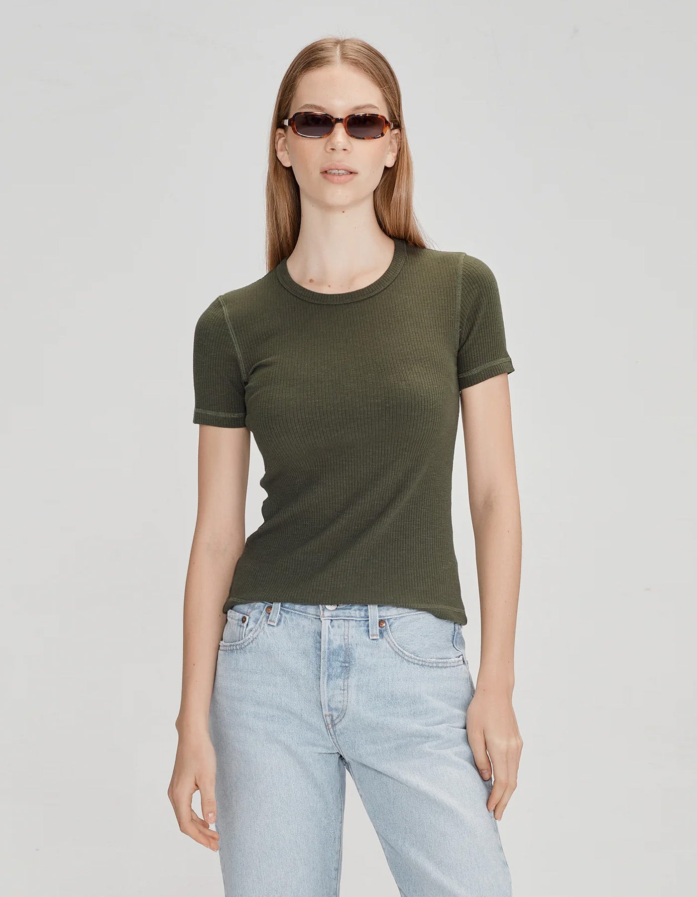 Commoners Base Rib Tee Short Sleeve Khaki