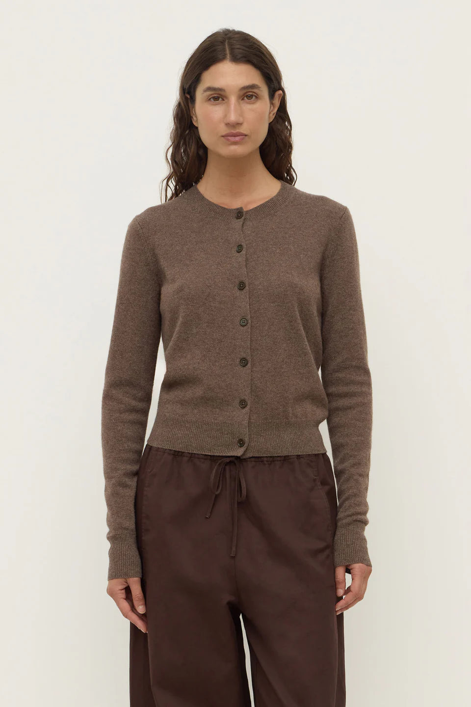 Assembly Label Benny Knit Cardigan Cocoa Marle
