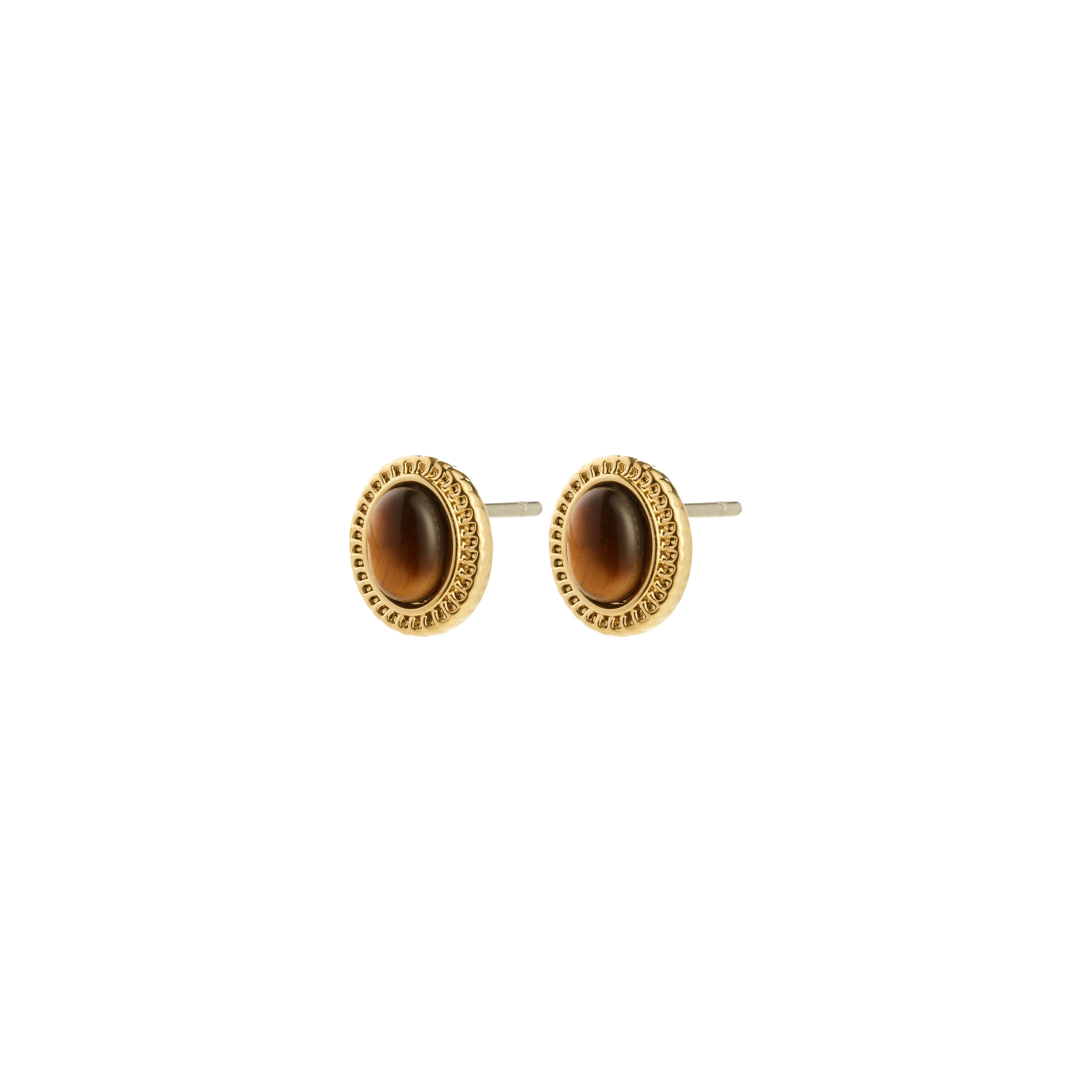 Pilgrim Between Recycled Brown Earrings Gold Plated