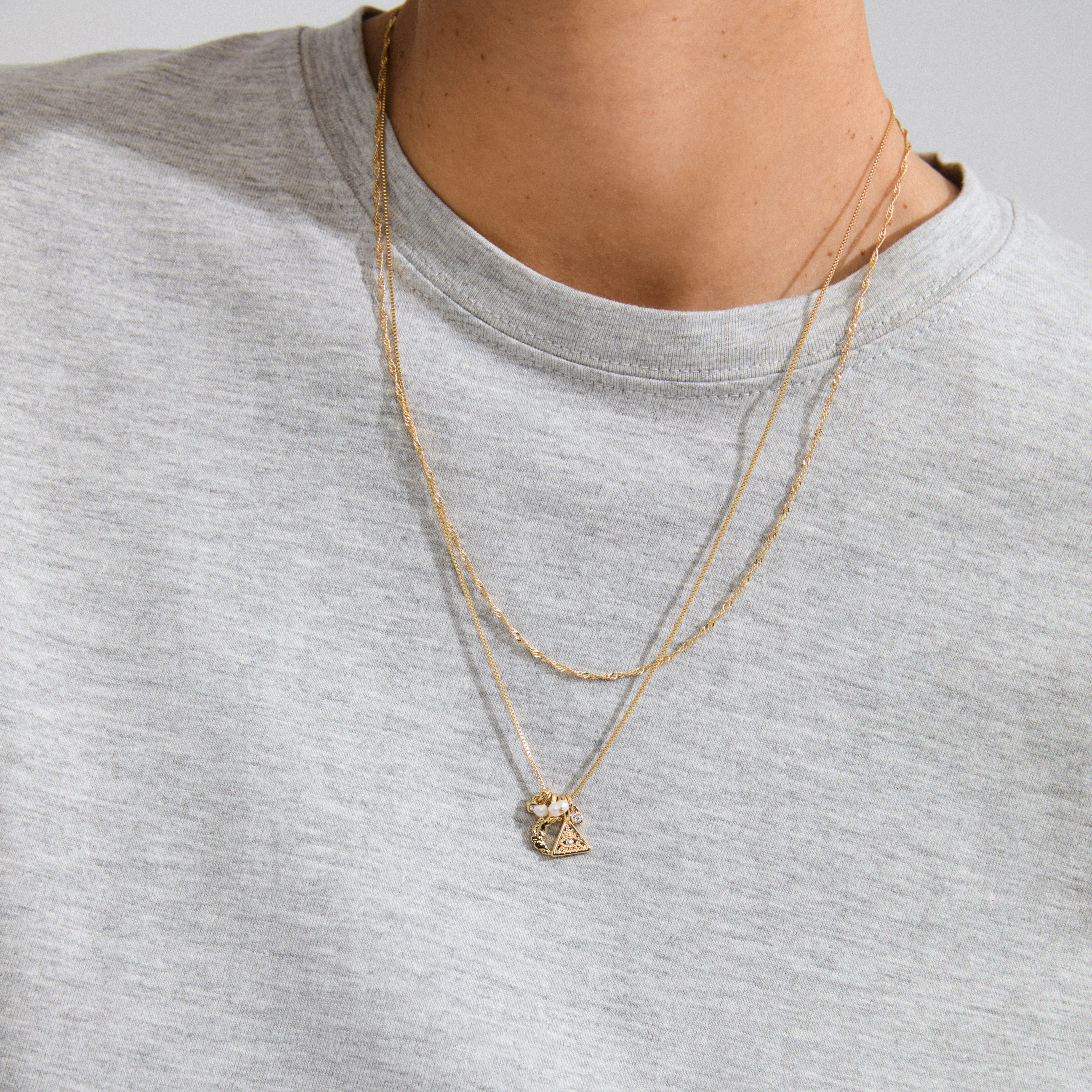 Pilgrim Between Recycled White Necklace Gold Plated