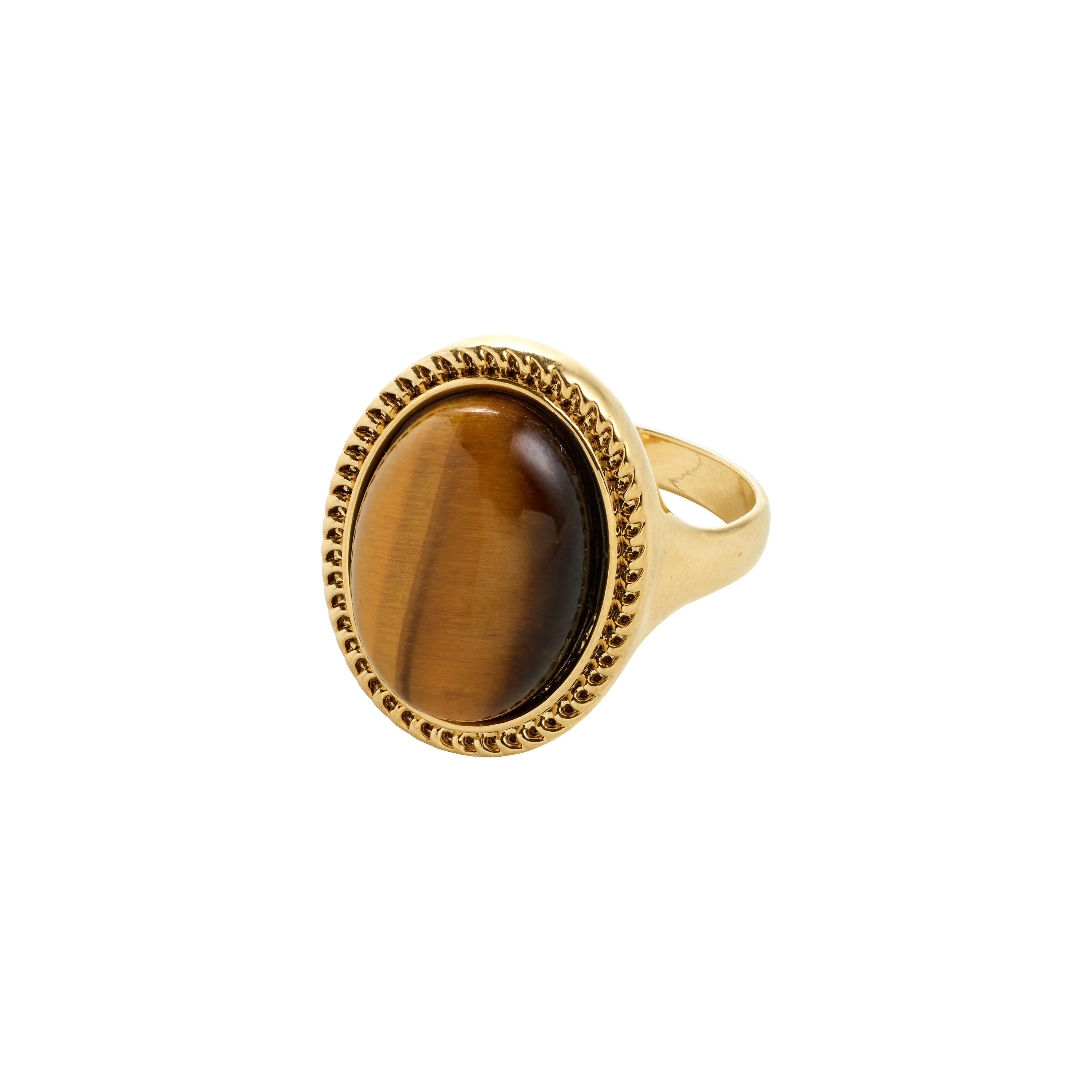 Pilgrim Between Recycled Brown Ring Gold Plated