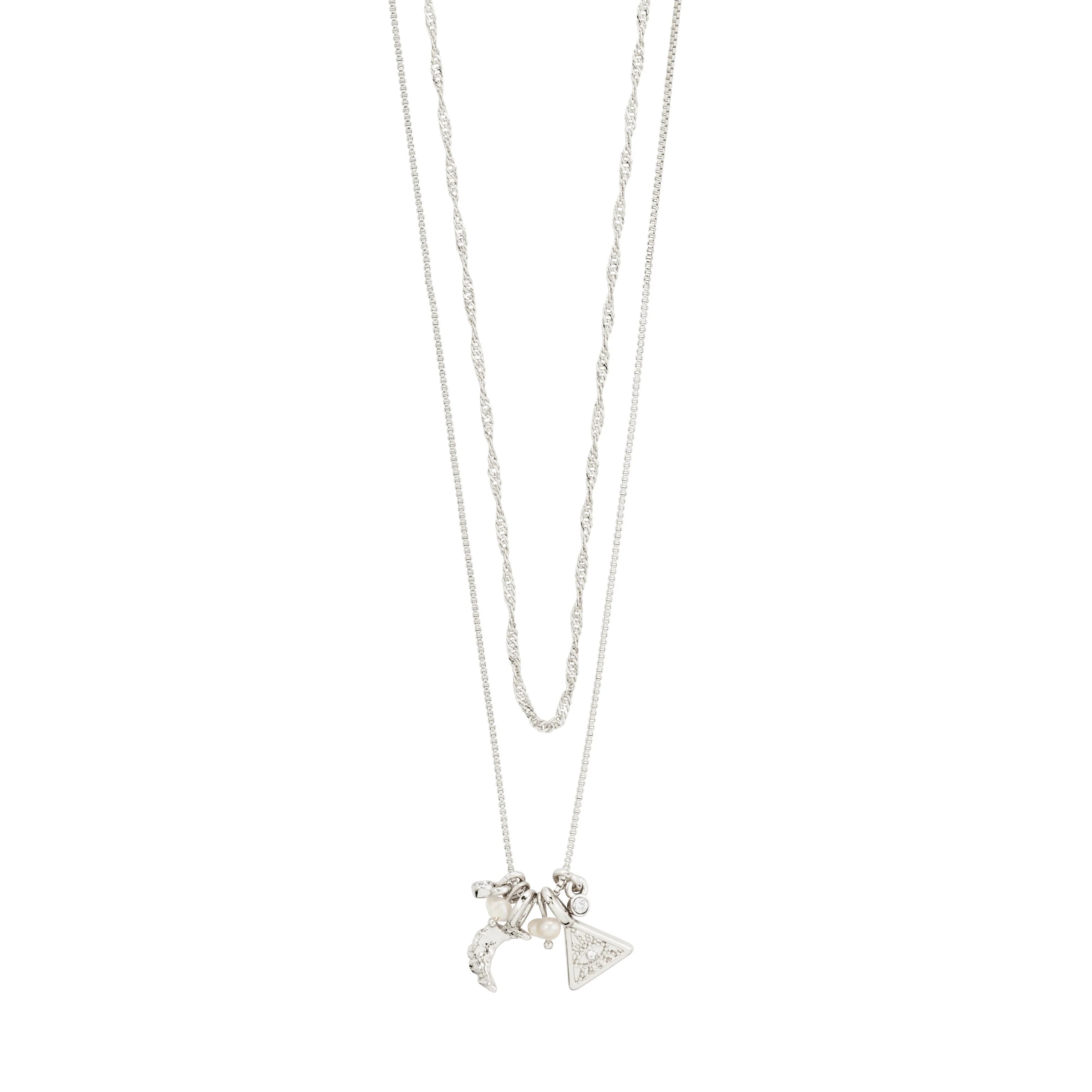 Pilgrim Between Necklace White Silver Plated