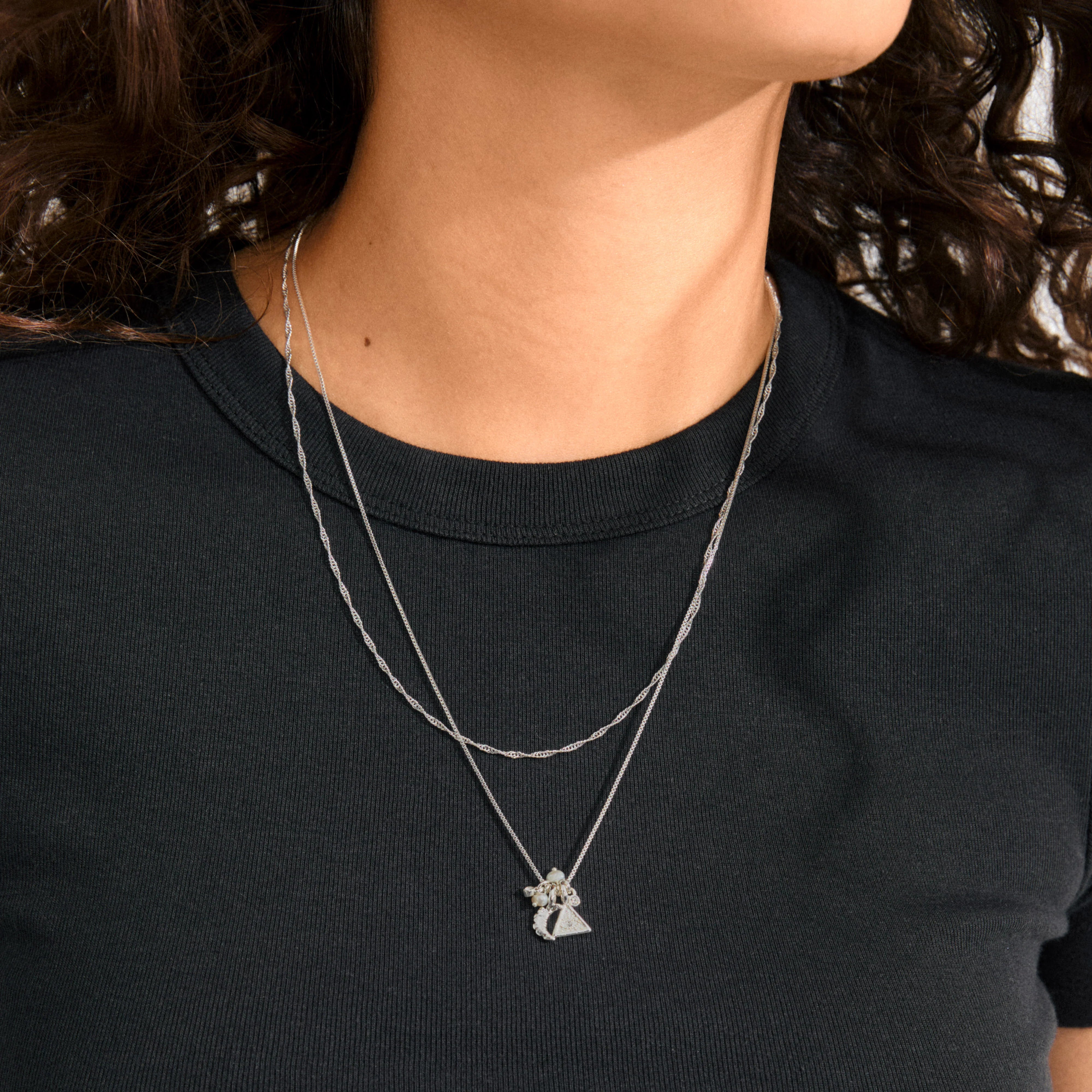 Pilgrim Between Necklace White Silver Plated