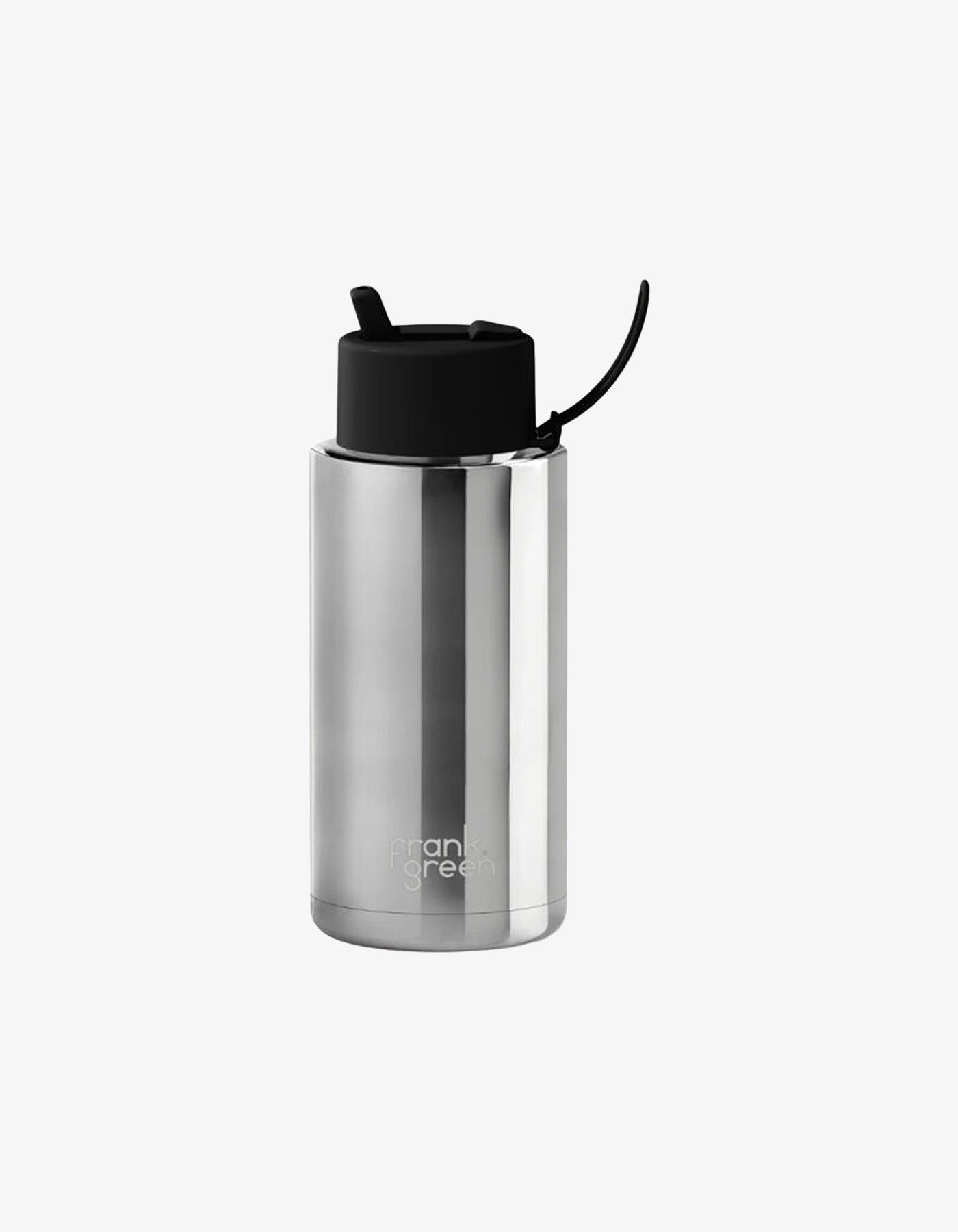 Frank Green 34oz Stainless Steel Ceramic Reusable Bottle Chrome Silver/Black Lid  with Straw Lid