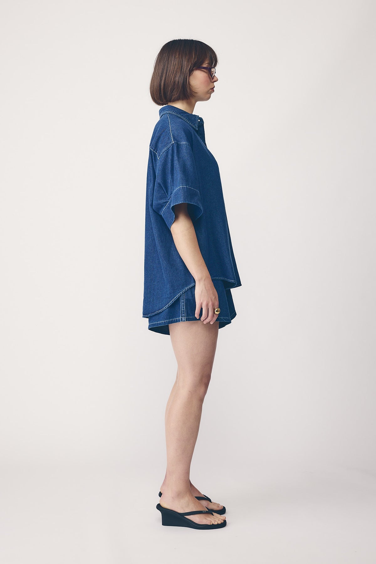 Commoners Womens Boyfriend Shirt Dark Chambray