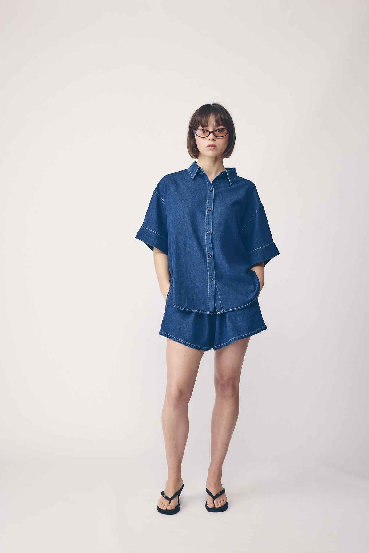 Commoners Womens Boyfriend Shirt Dark Chambray