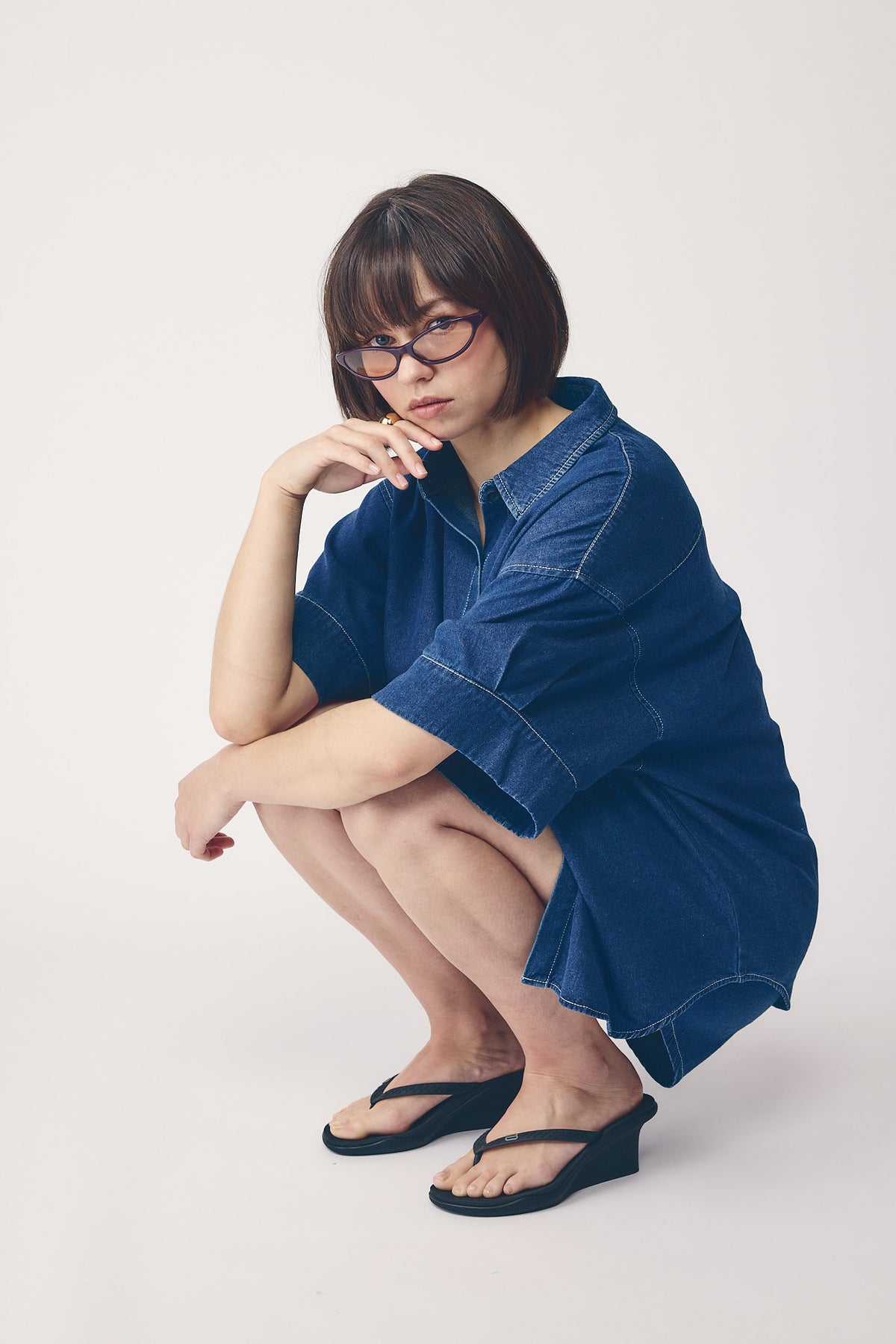 Commoners Womens Boyfriend Shirt Dark Chambray