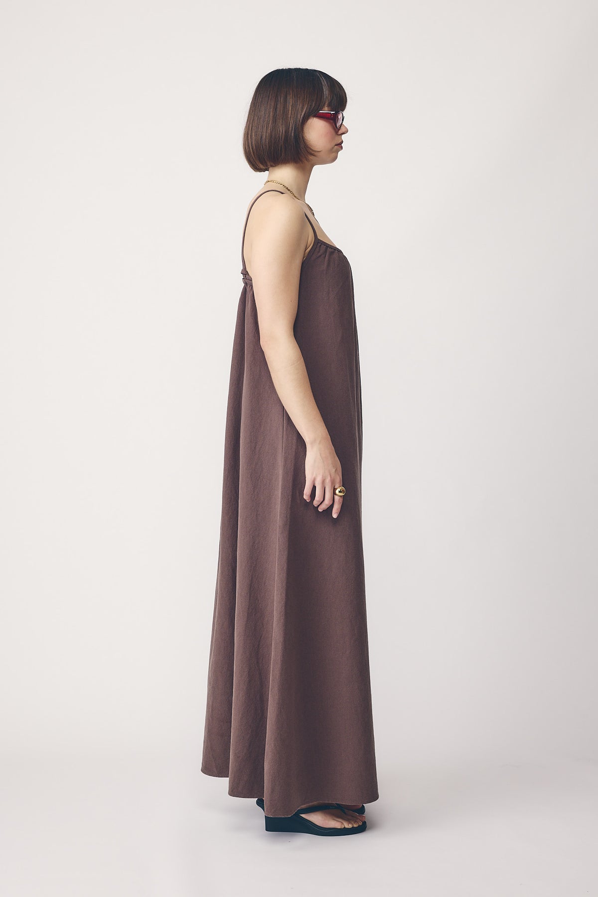 Commoners Womens Linen Blend Sundress Cocoa