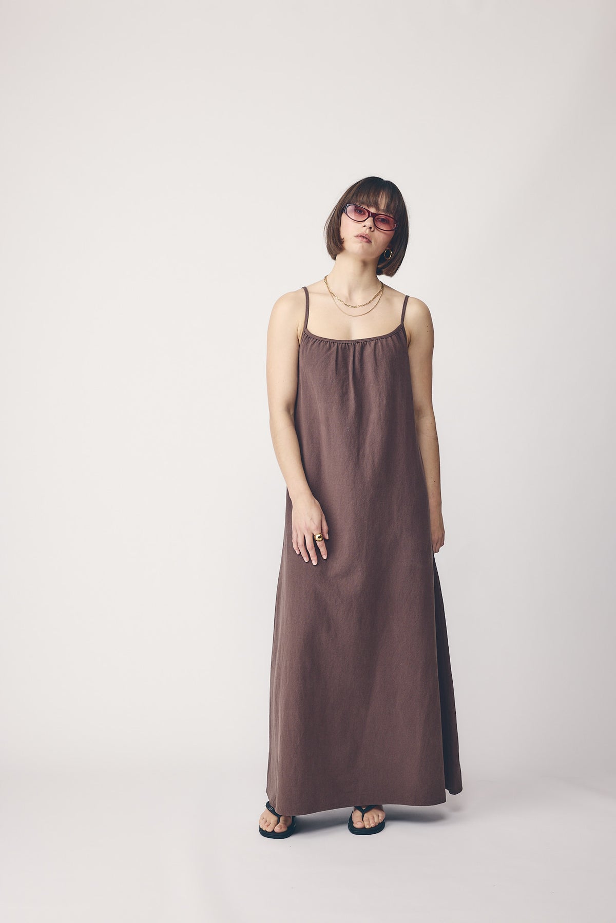 Commoners Womens Linen Blend Sundress Cocoa