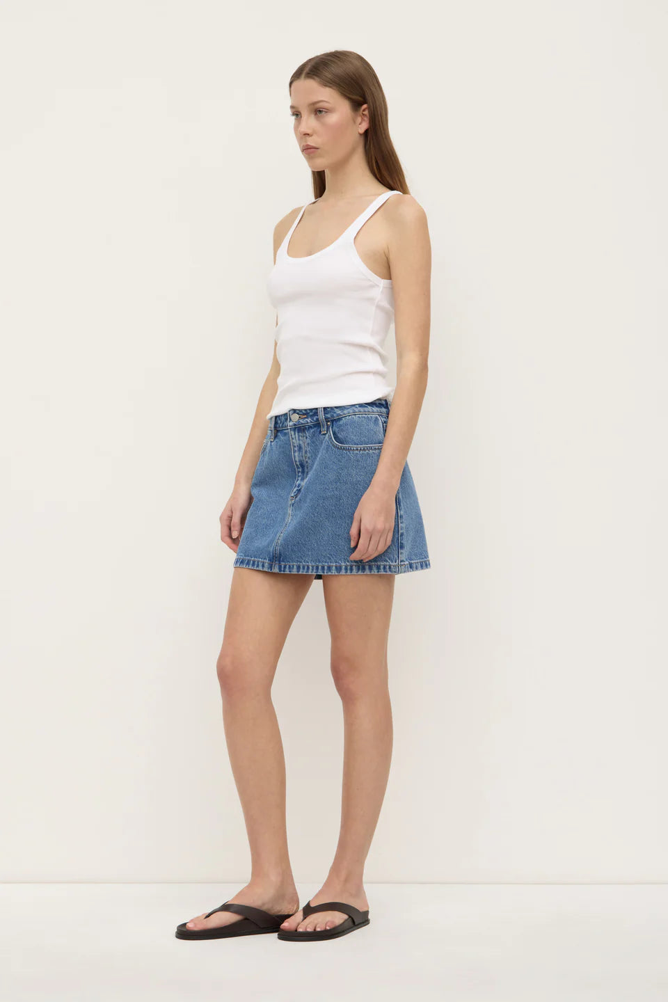 Assembly Label Callista Denim Mini Skirt Dark Stone