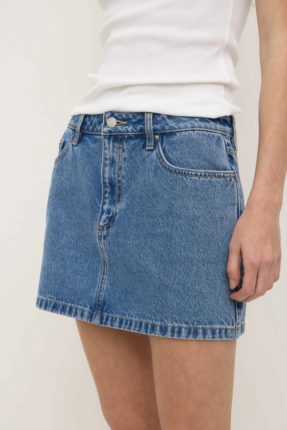 Assembly Label Callista Denim Mini Skirt Dark Stone