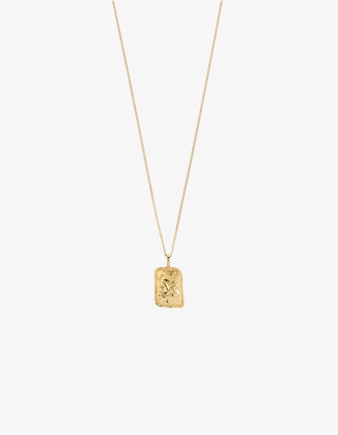 Pilgrim Rectangle Recycled Zodiac Sign Necklace - Gold Plated