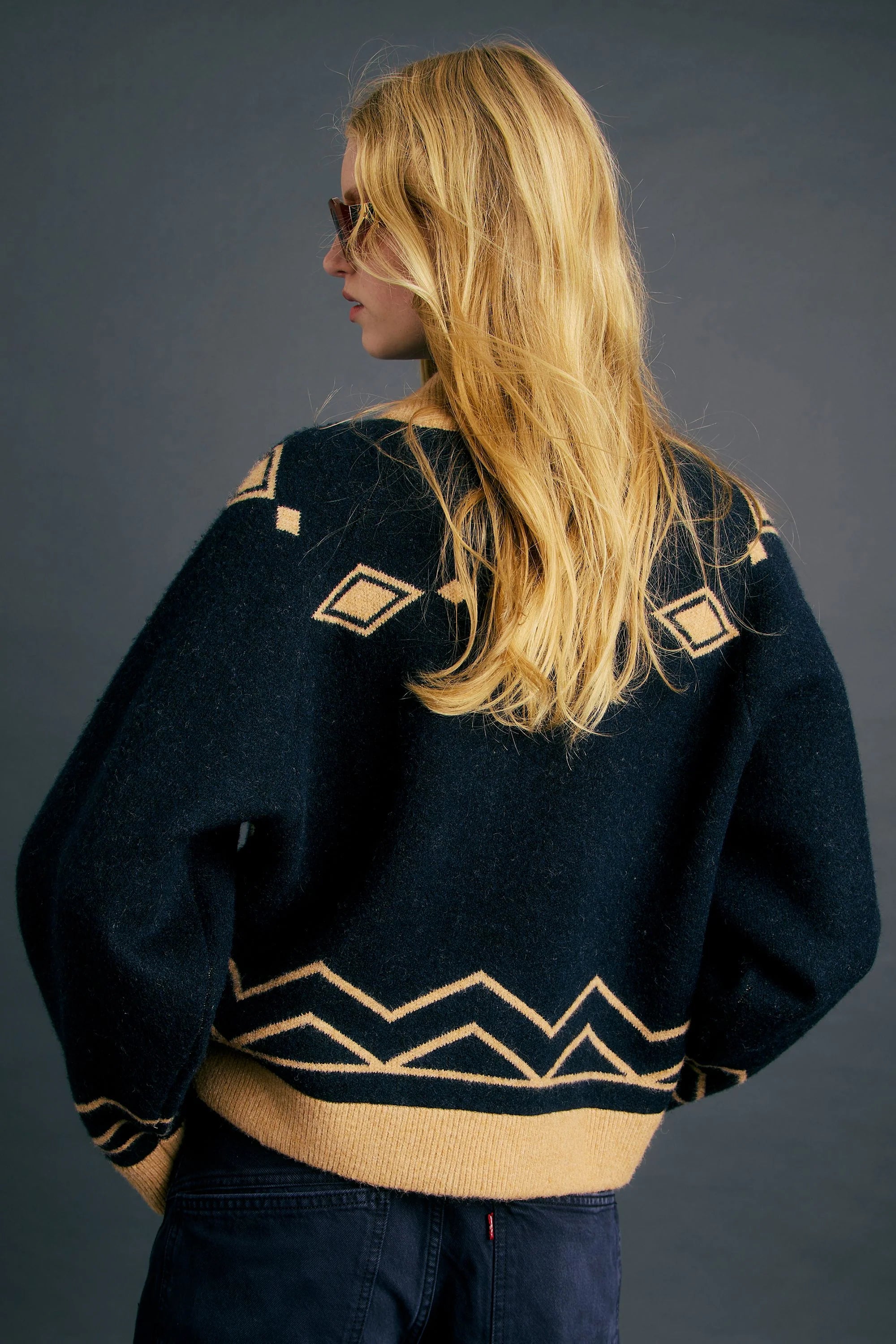 Karen Walker Carousel Knit Bomber Navy