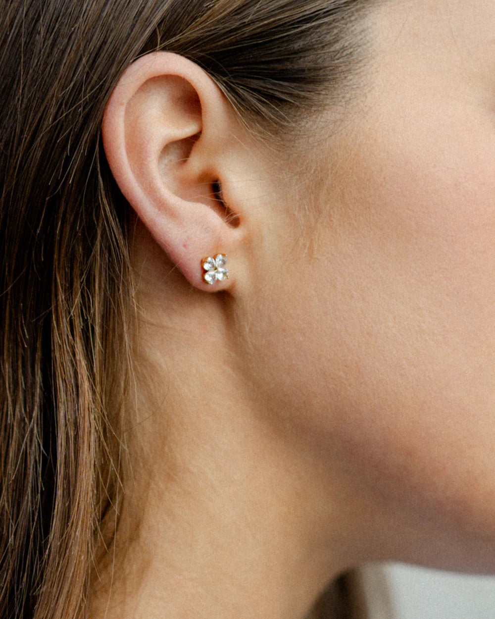 Castel & Co Clover Studs Diamante / Gold