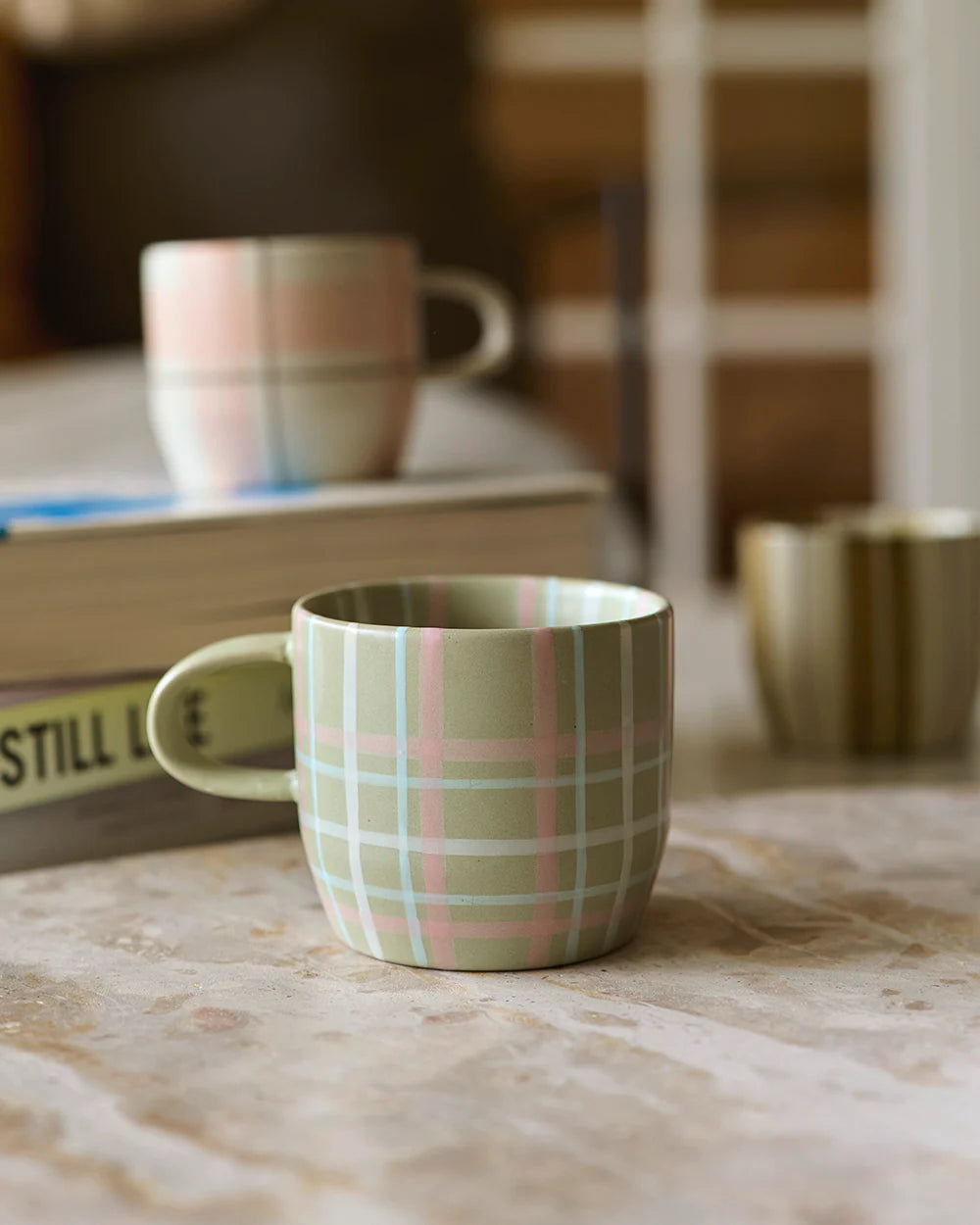 Robert Gordon Mug Sage/Blush Check Cats Pyjamas