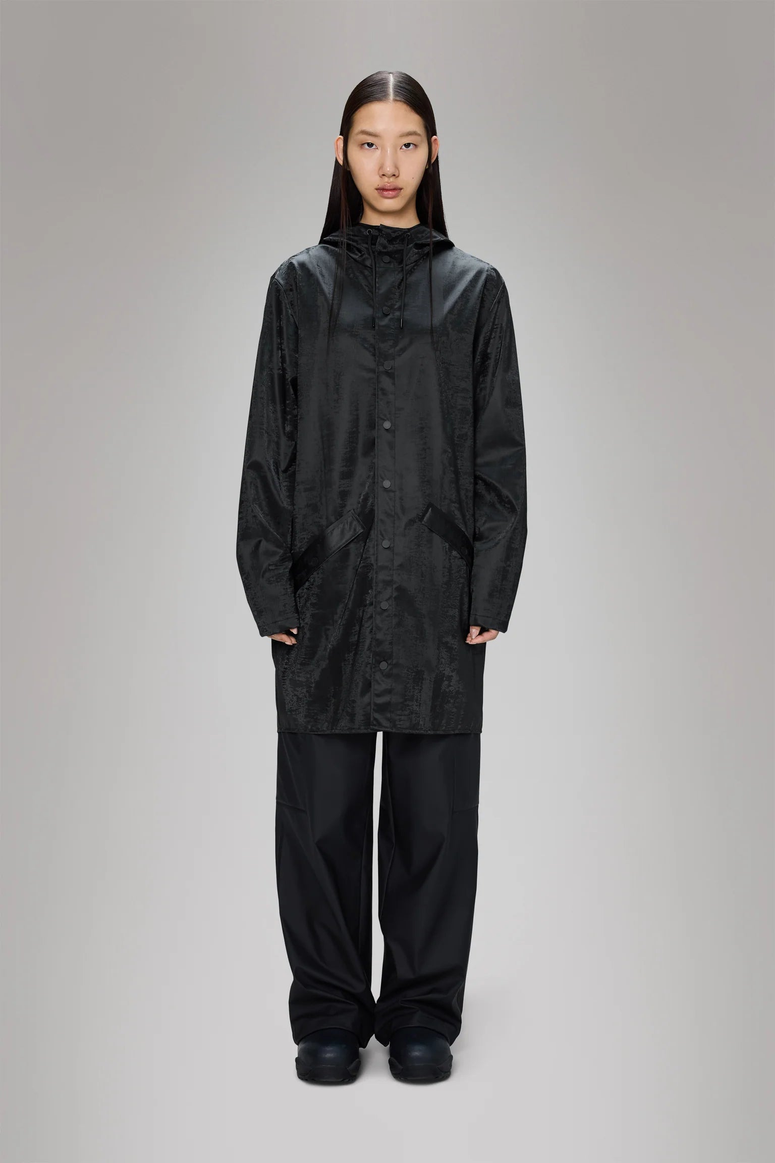 Rains Long Jacket - Coal