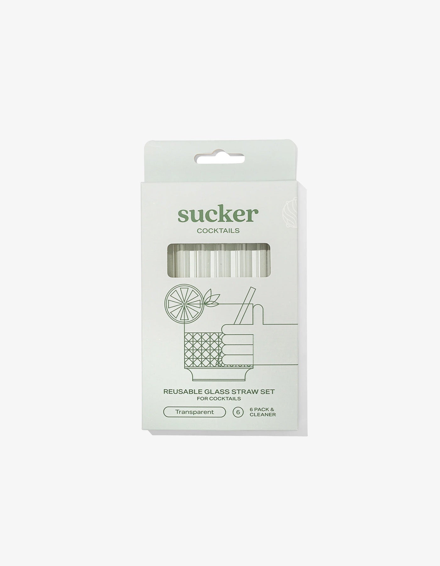 Sucker Reusable Glass Cocktail Straws Clear