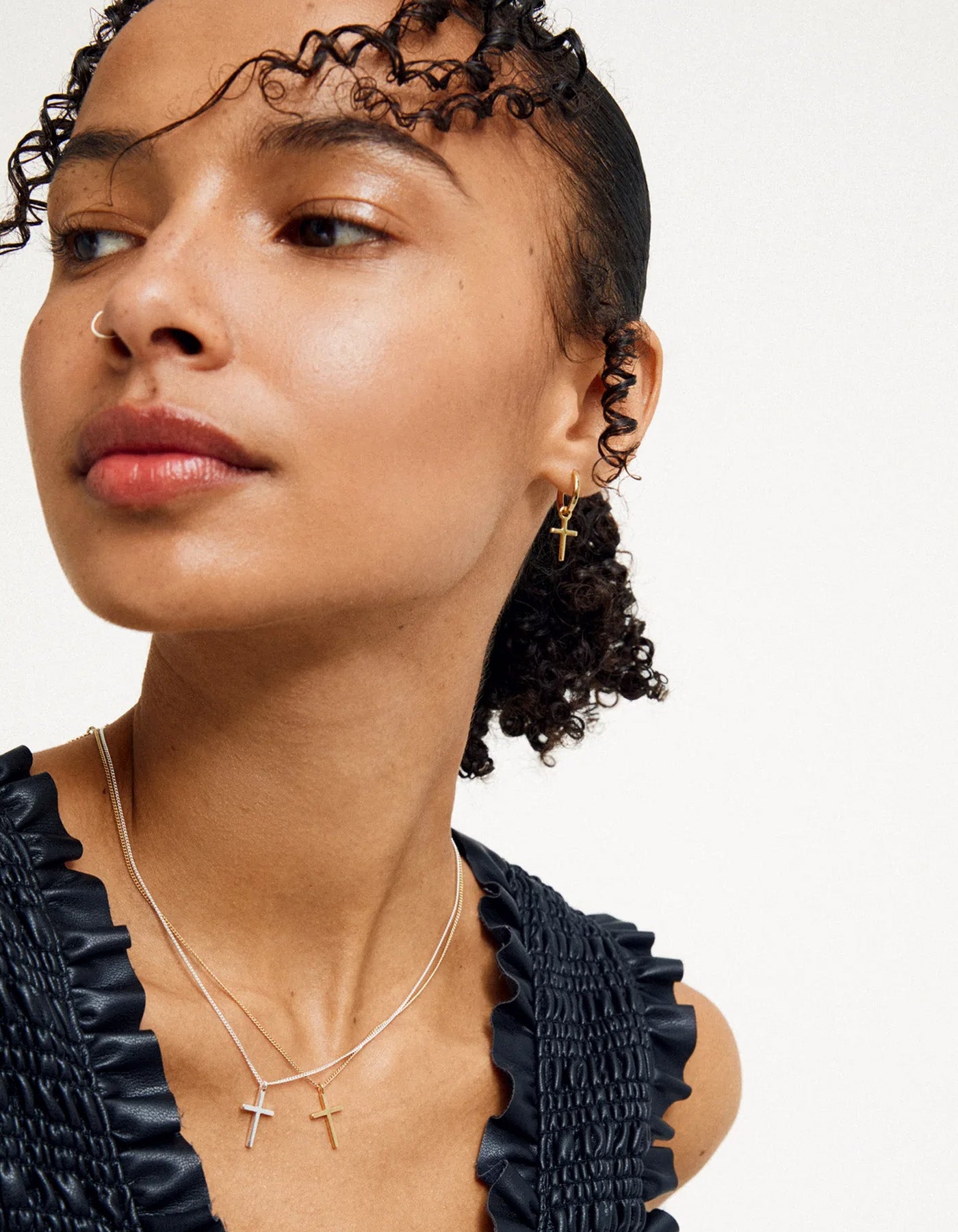 Pilgrim Daisy Recycled Cross Hoops Gold Plated