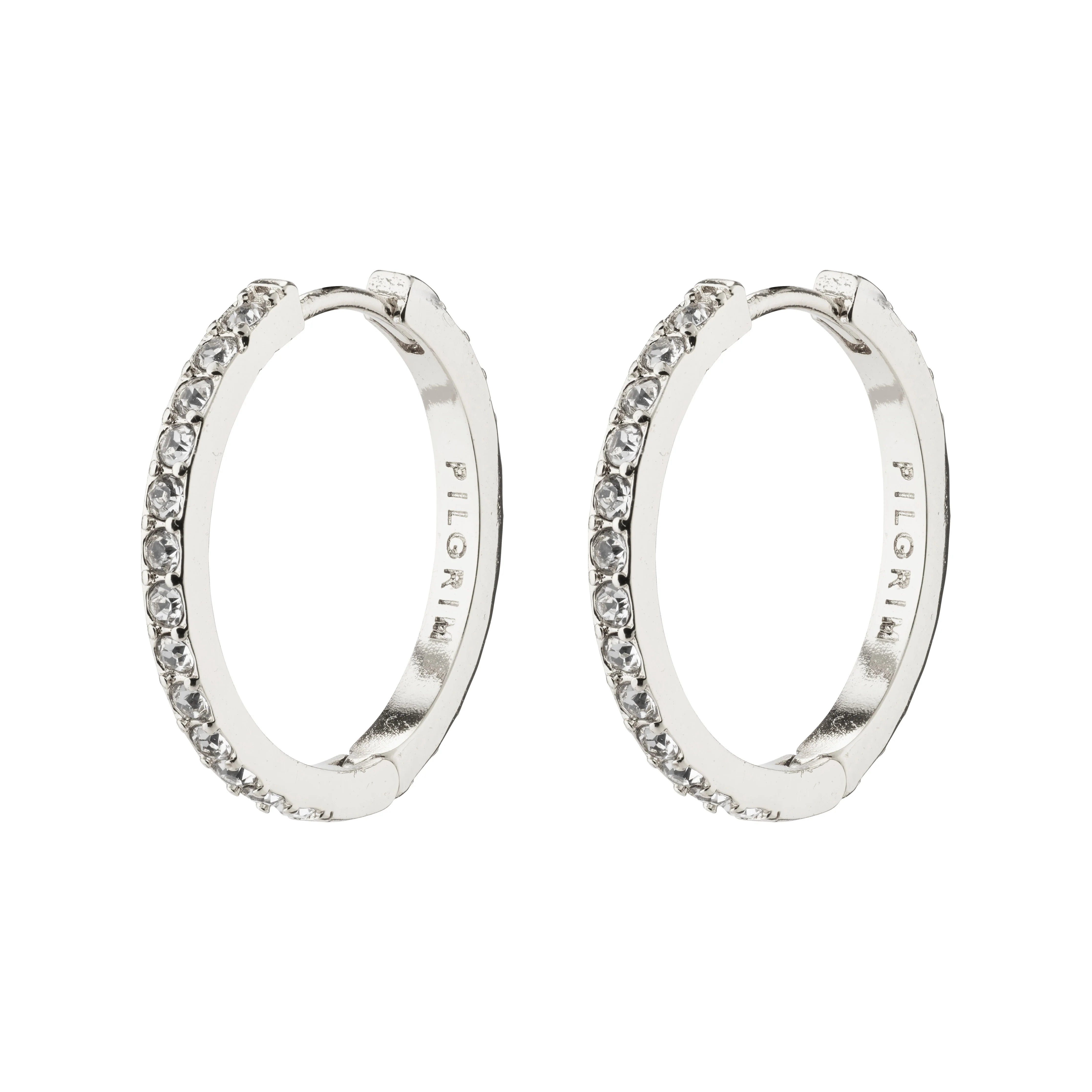 Pilgrim Ebna Medium Crystal Hoops Silver Plated