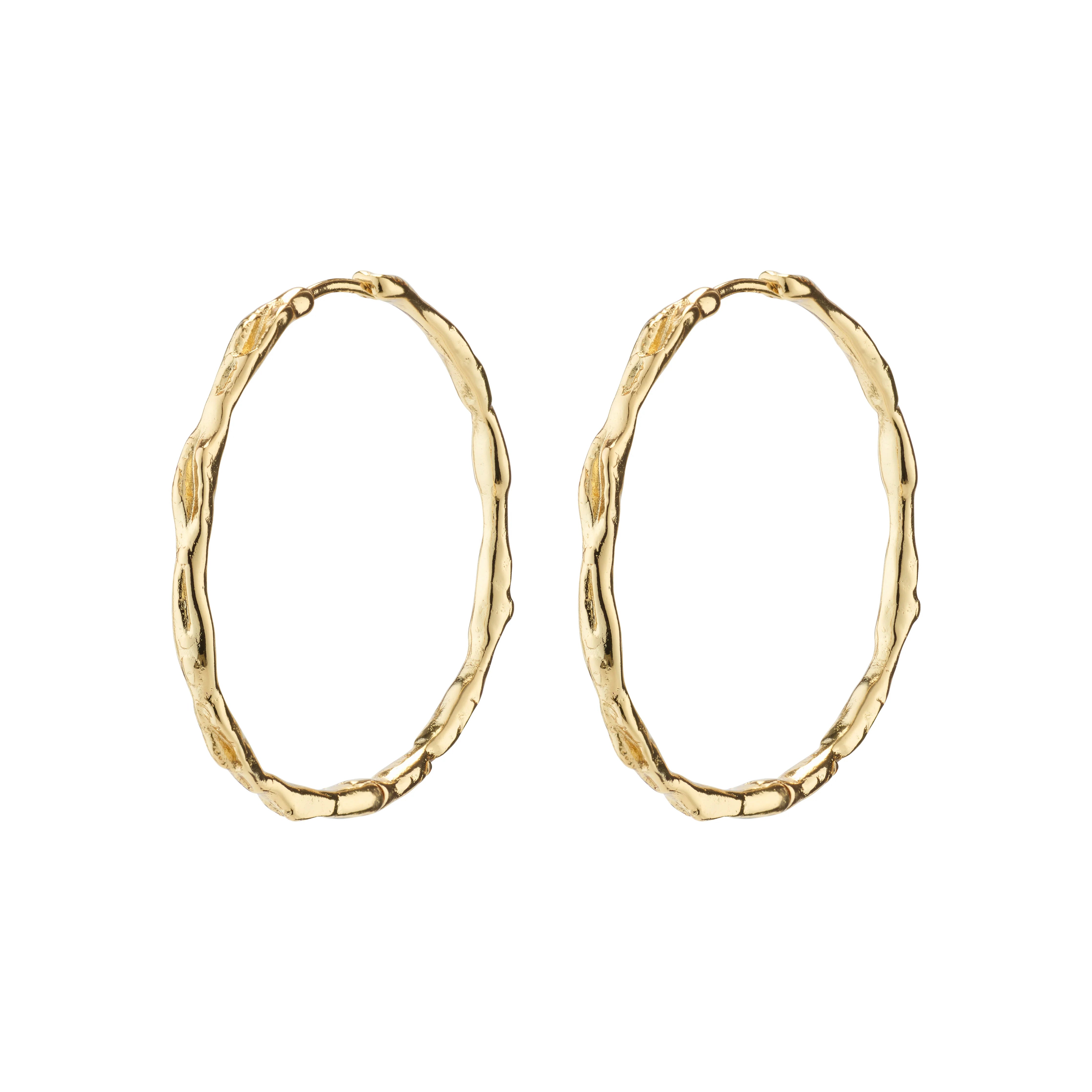 Pilgrim Eddy Recycled Organic Shaped Maxi Hoops - Gold Plated