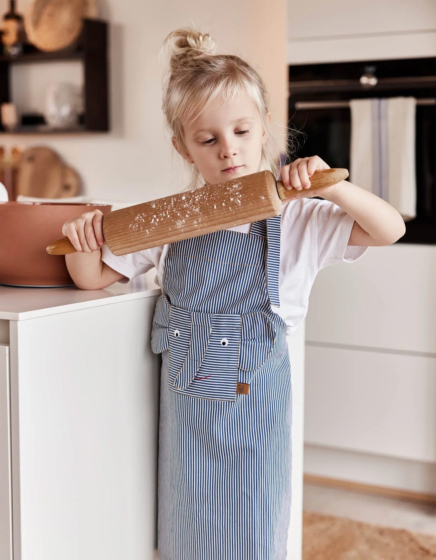 OYOY OYOY Striped Denim Elephant Apron