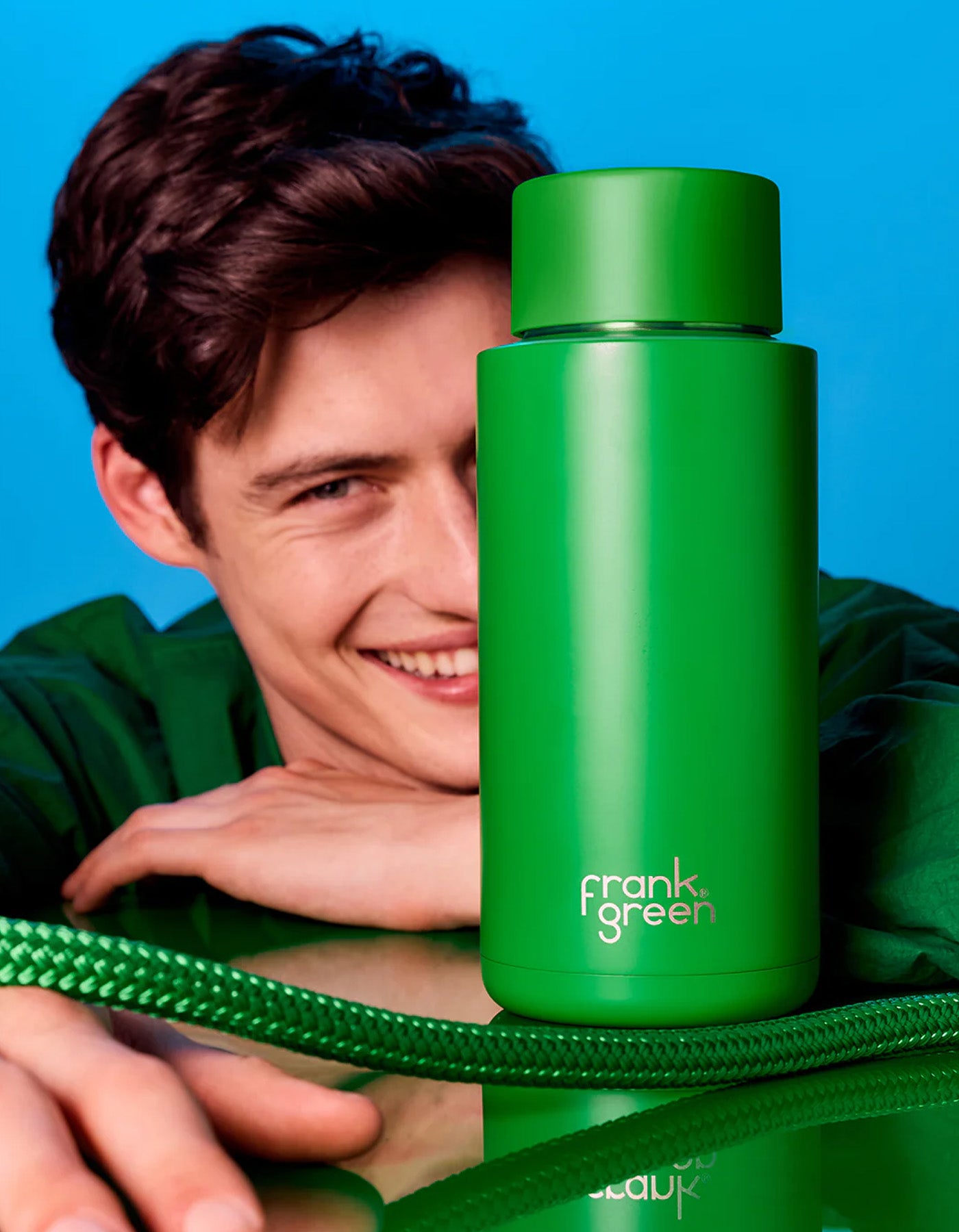 Frank Green 34oz Stainless Steel Ceramic Reusable Bottle Evergreen with Straw Lid