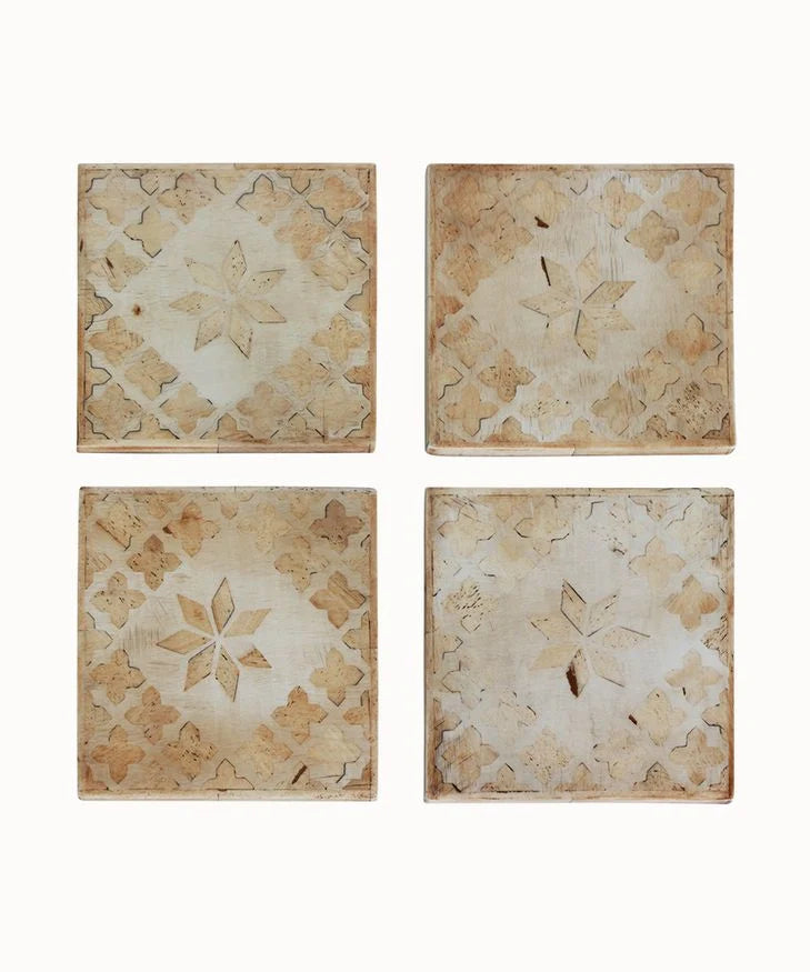 French Country Collections Flower Bone Coaster (4PC)