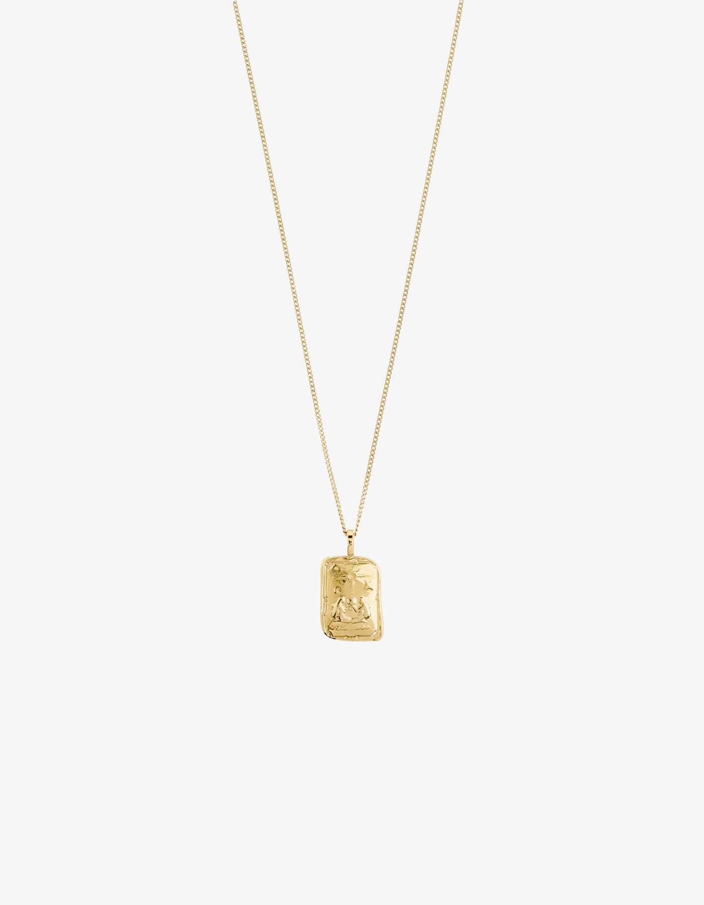Pilgrim Rectangle Recycled Zodiac Sign Necklace - Gold Plated