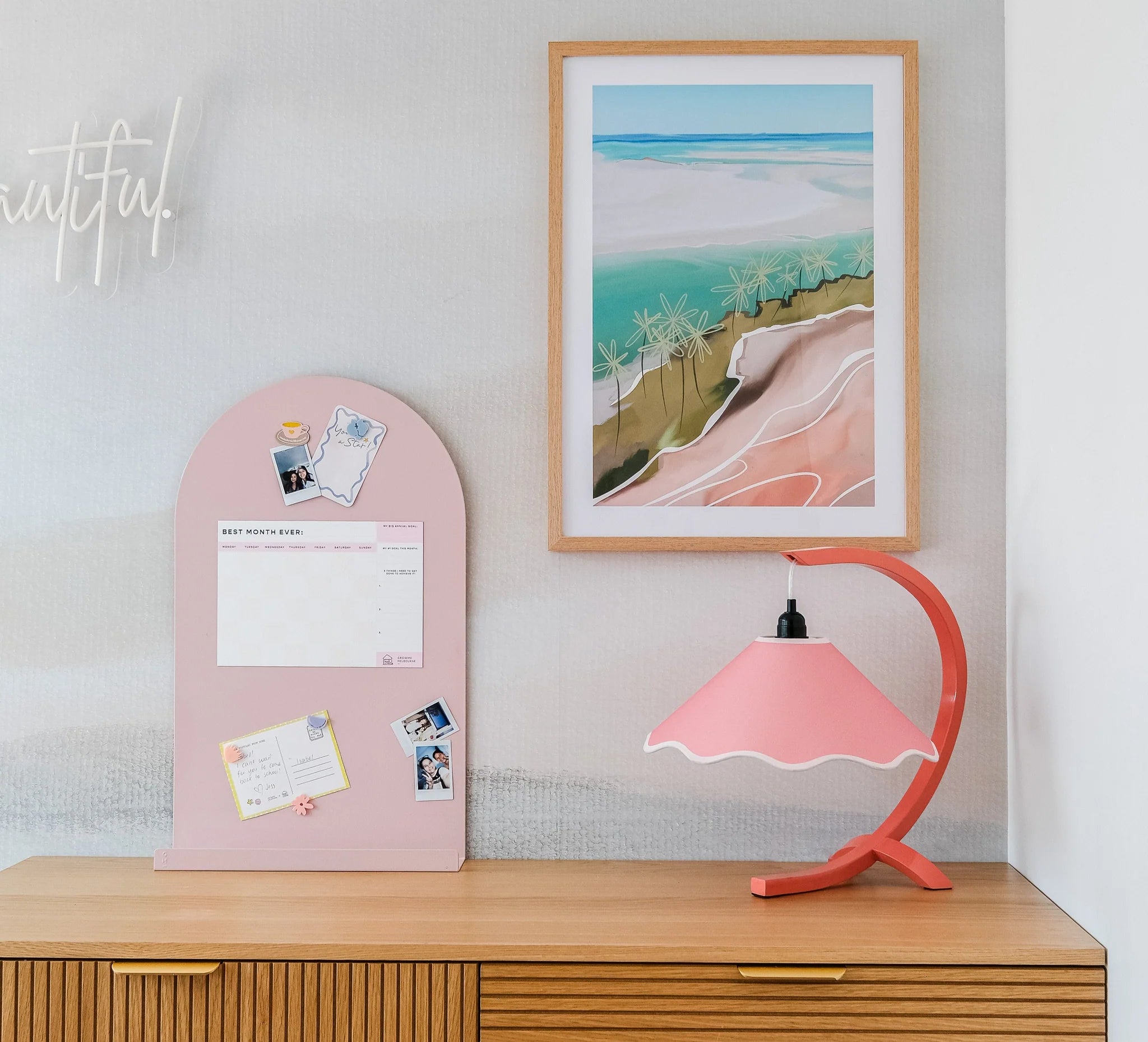 Growme Moodyboard Magnetic Board - Blush Pink