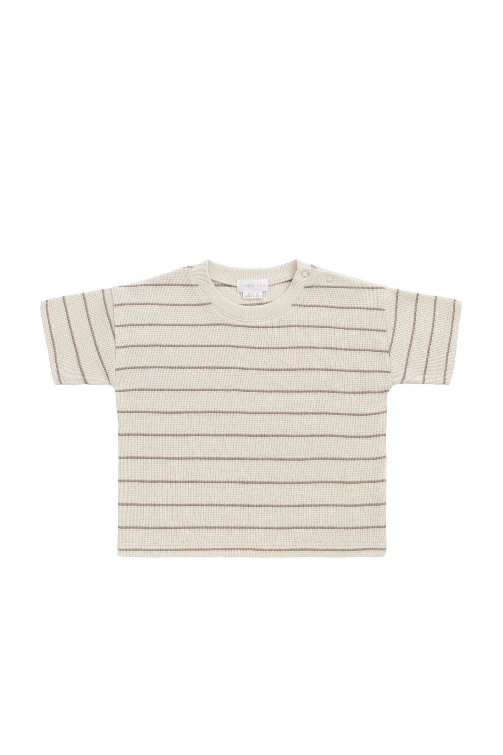 Jamie Kay Organic Cotton Waffle Leith Tee - General Stripe Cassava/Batch