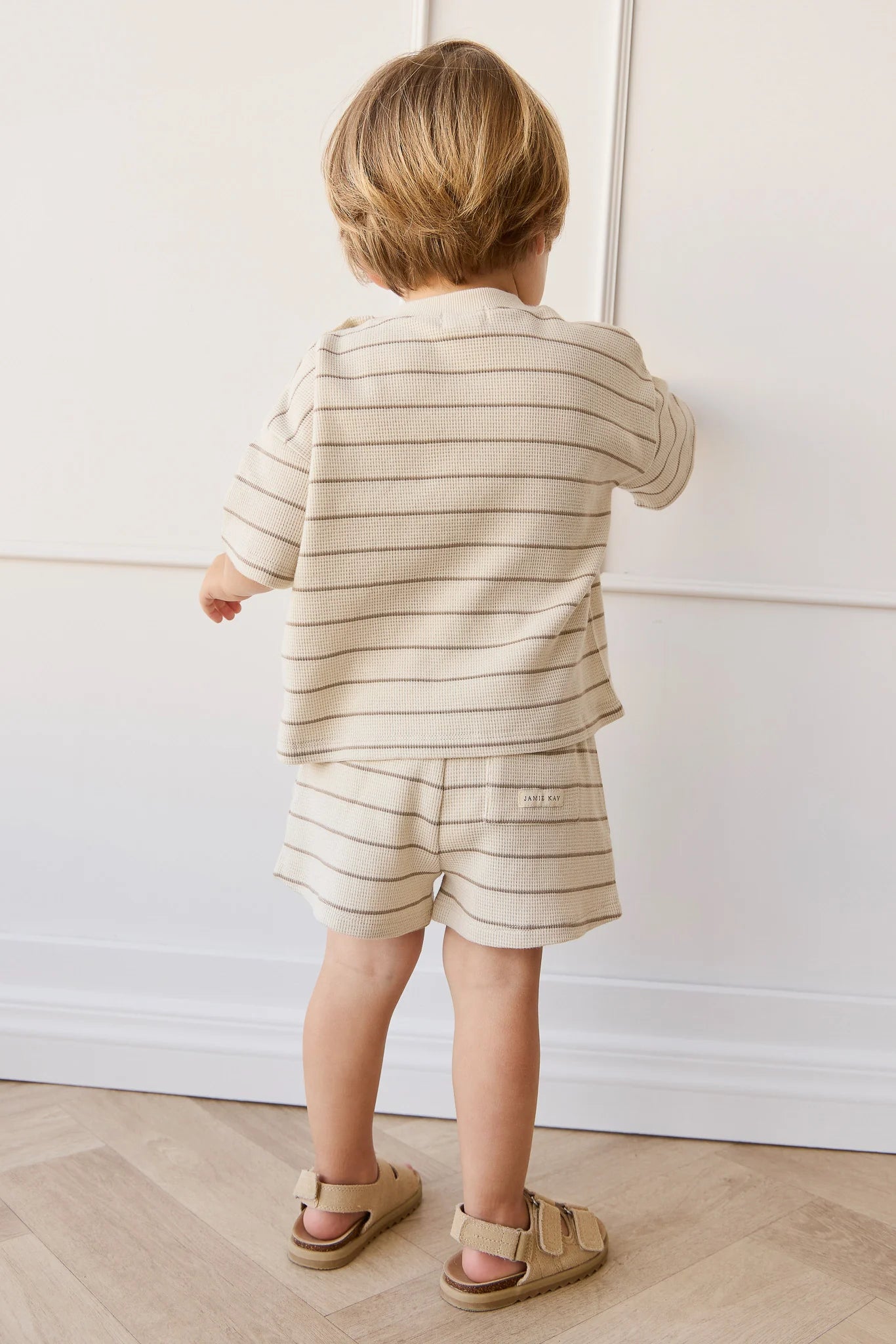 Jamie Kay Organic Cotton Waffle Leith Tee - General Stripe Cassava/Batch
